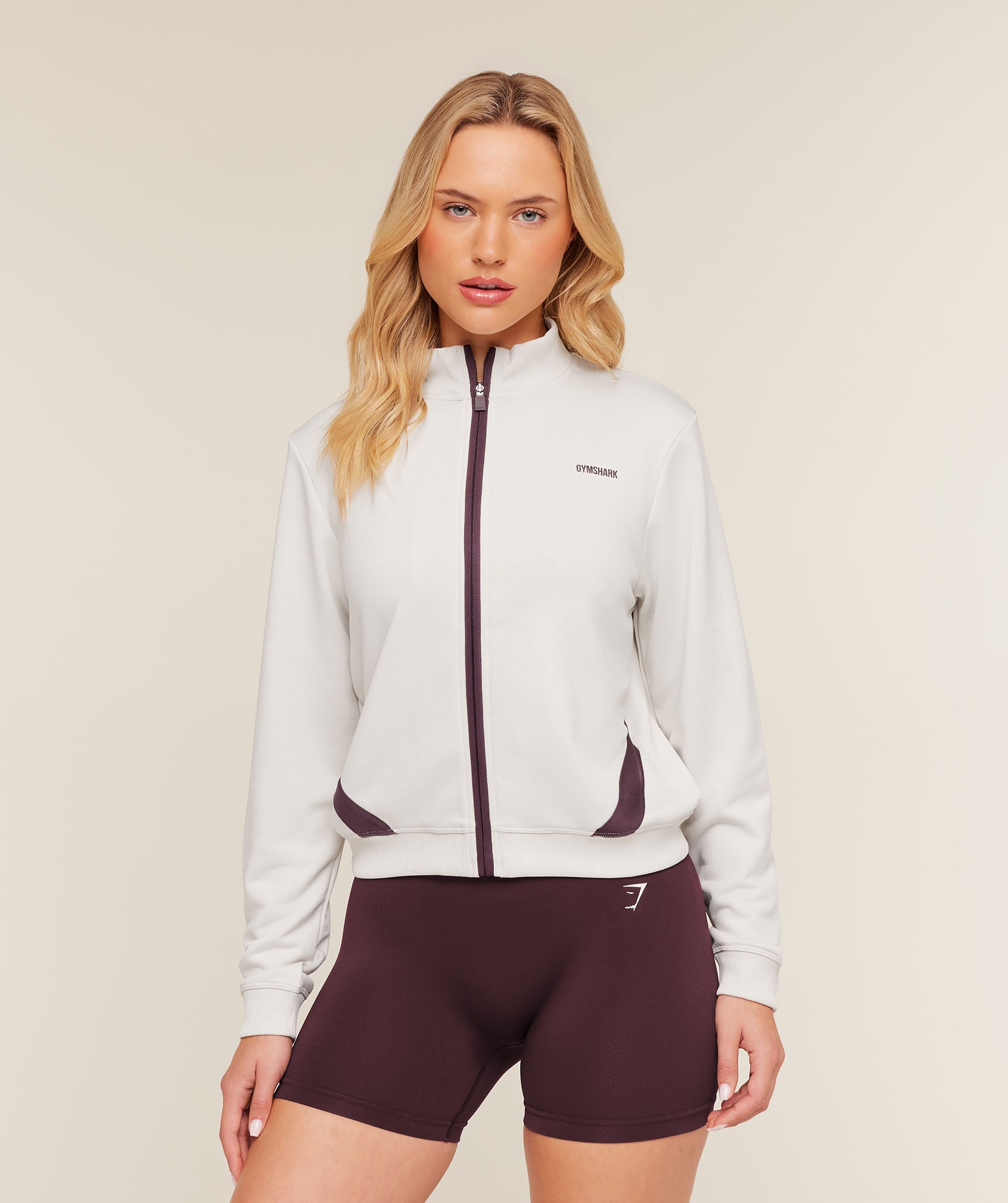 Women's Gymshark Lightweight Tricot Zip Through Jacket Tinted White