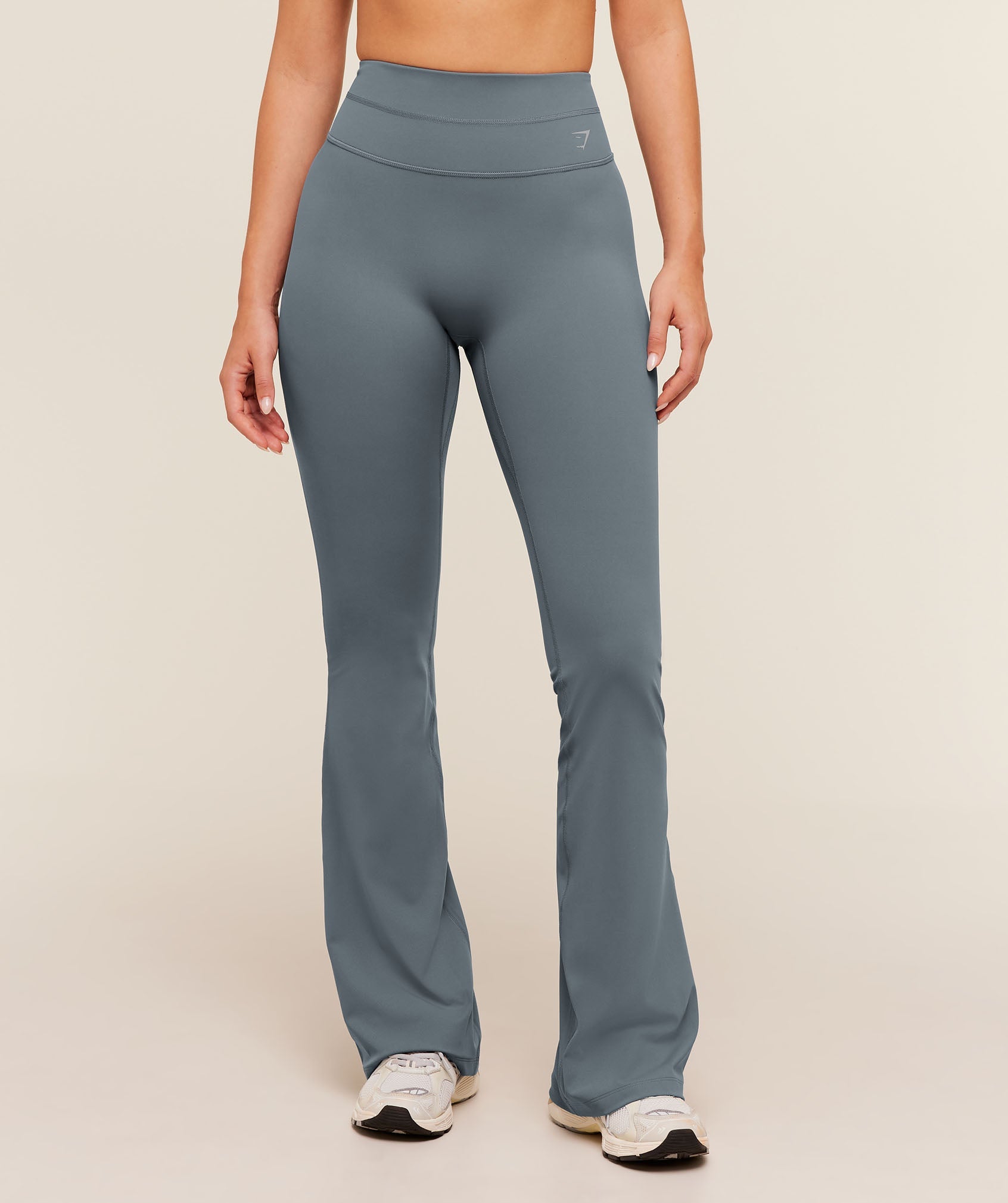 Women's Gymshark Crossover Back Flared Leggings Iron Blue