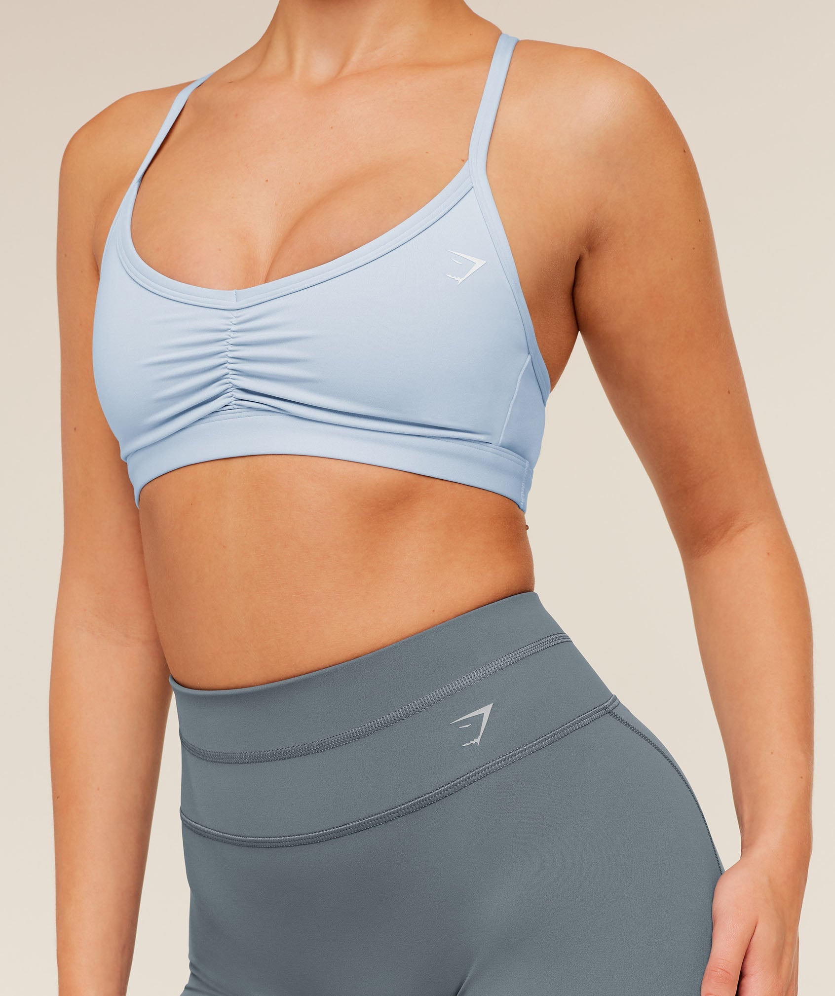 Women's Gymshark Crossover Back Leggings Iron Blue