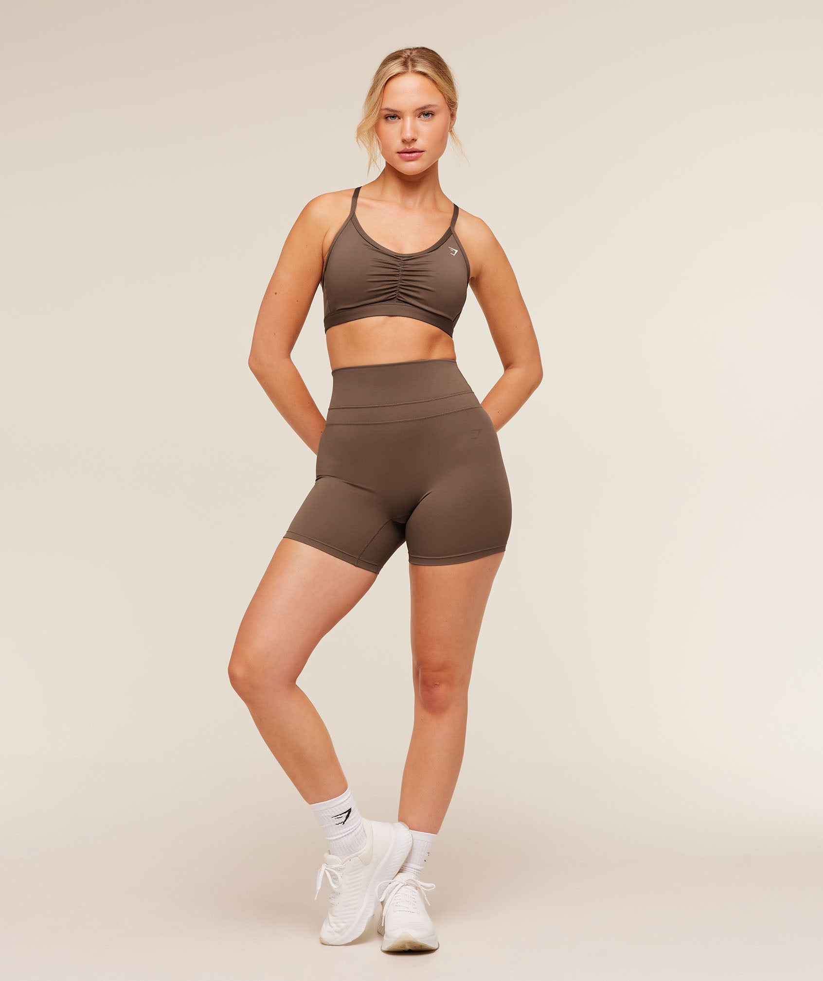 Women's Gymshark Ruched Sports Bra Soft Brown