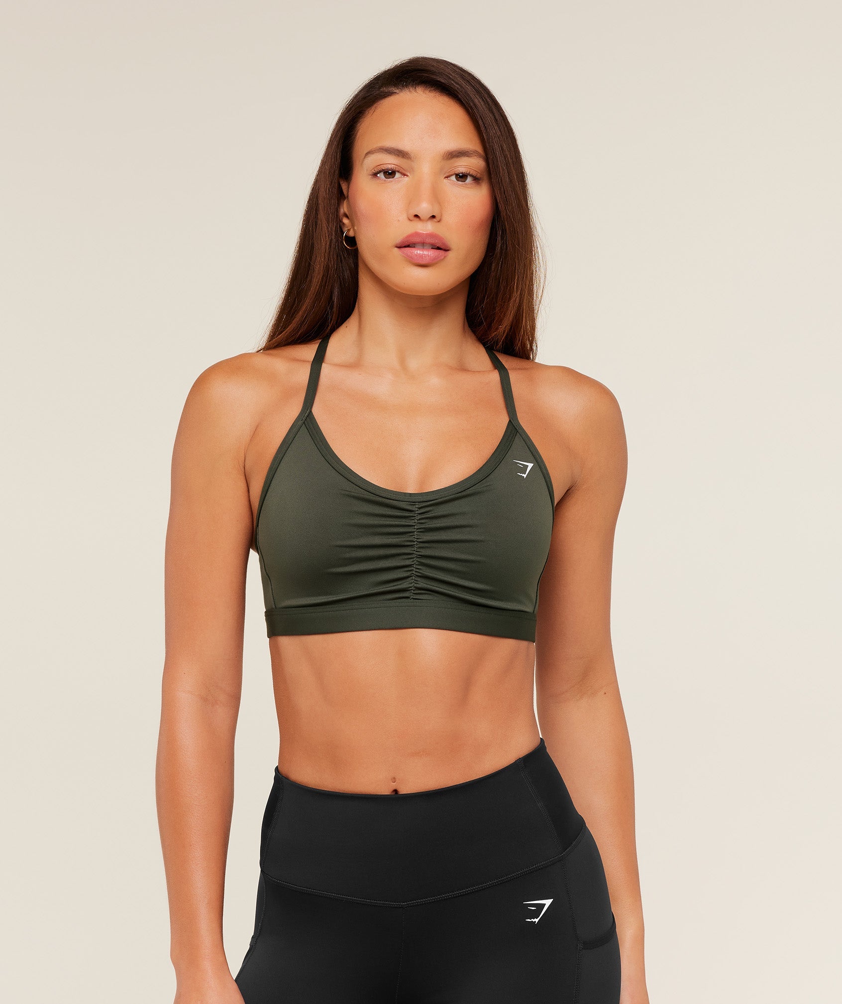 Women's Gymshark Ruched Sports Bra Strength Green