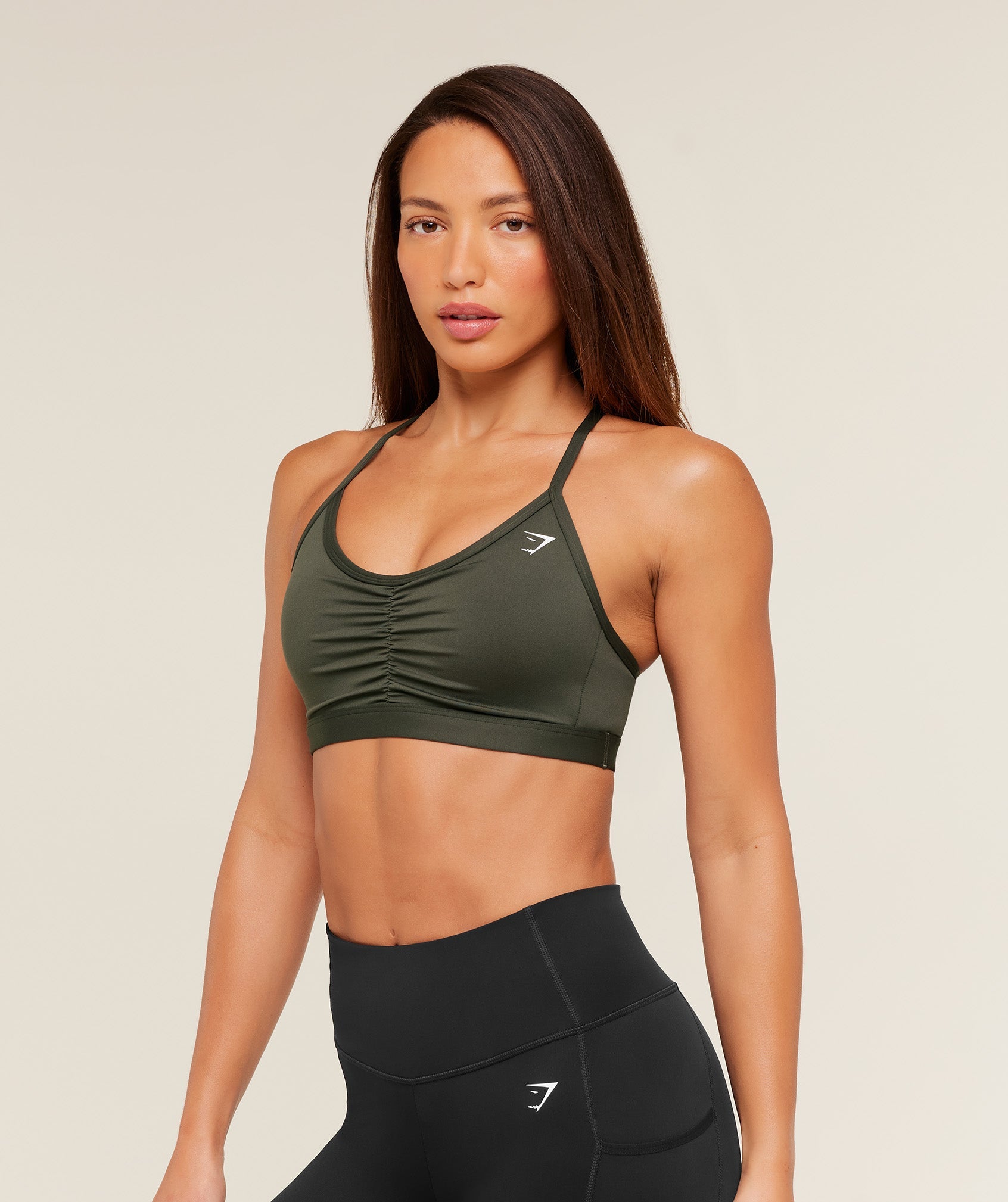 Women's Gymshark Ruched Sports Bra Strength Green