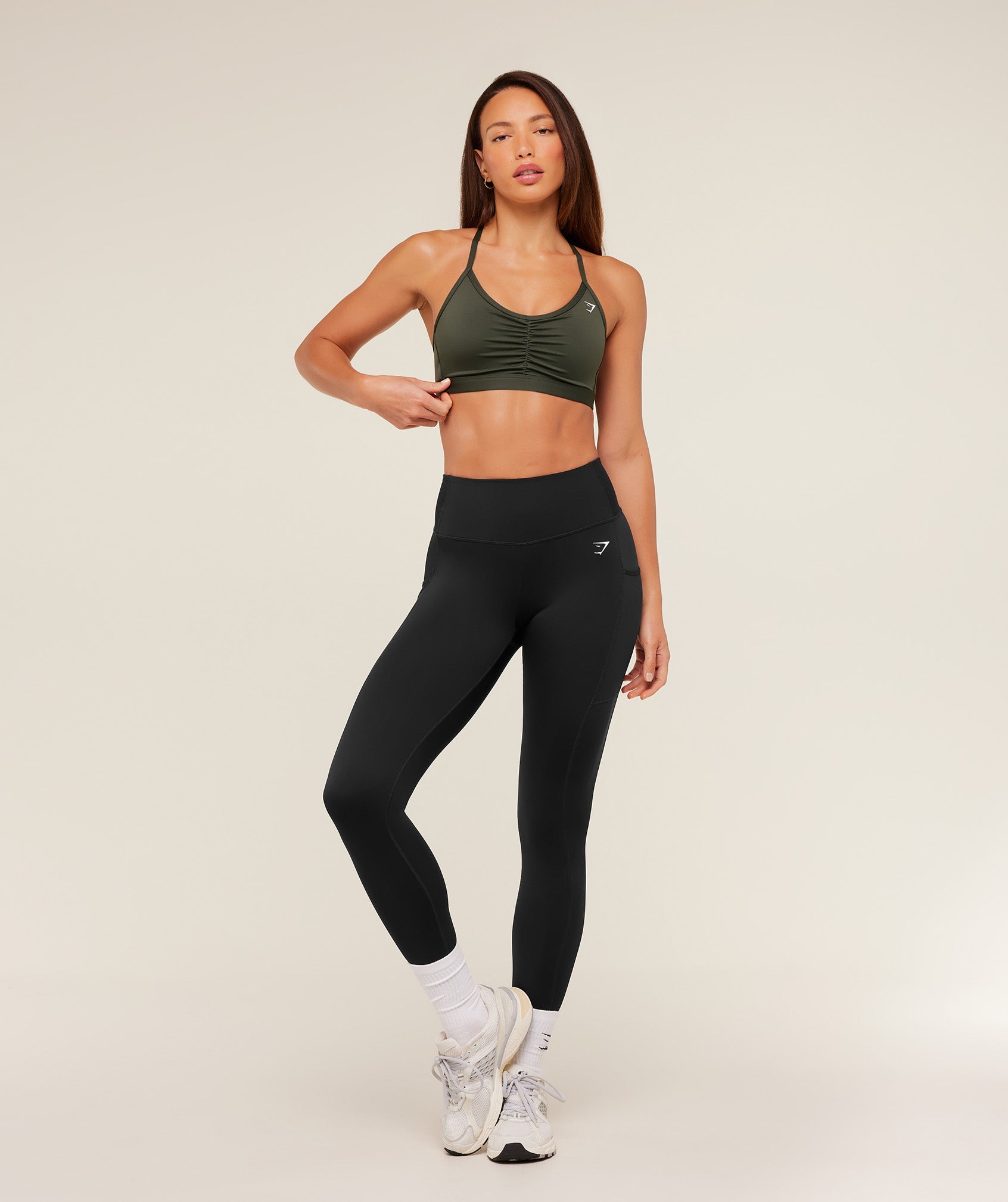 Women's Gymshark Ruched Sports Bra Strength Green