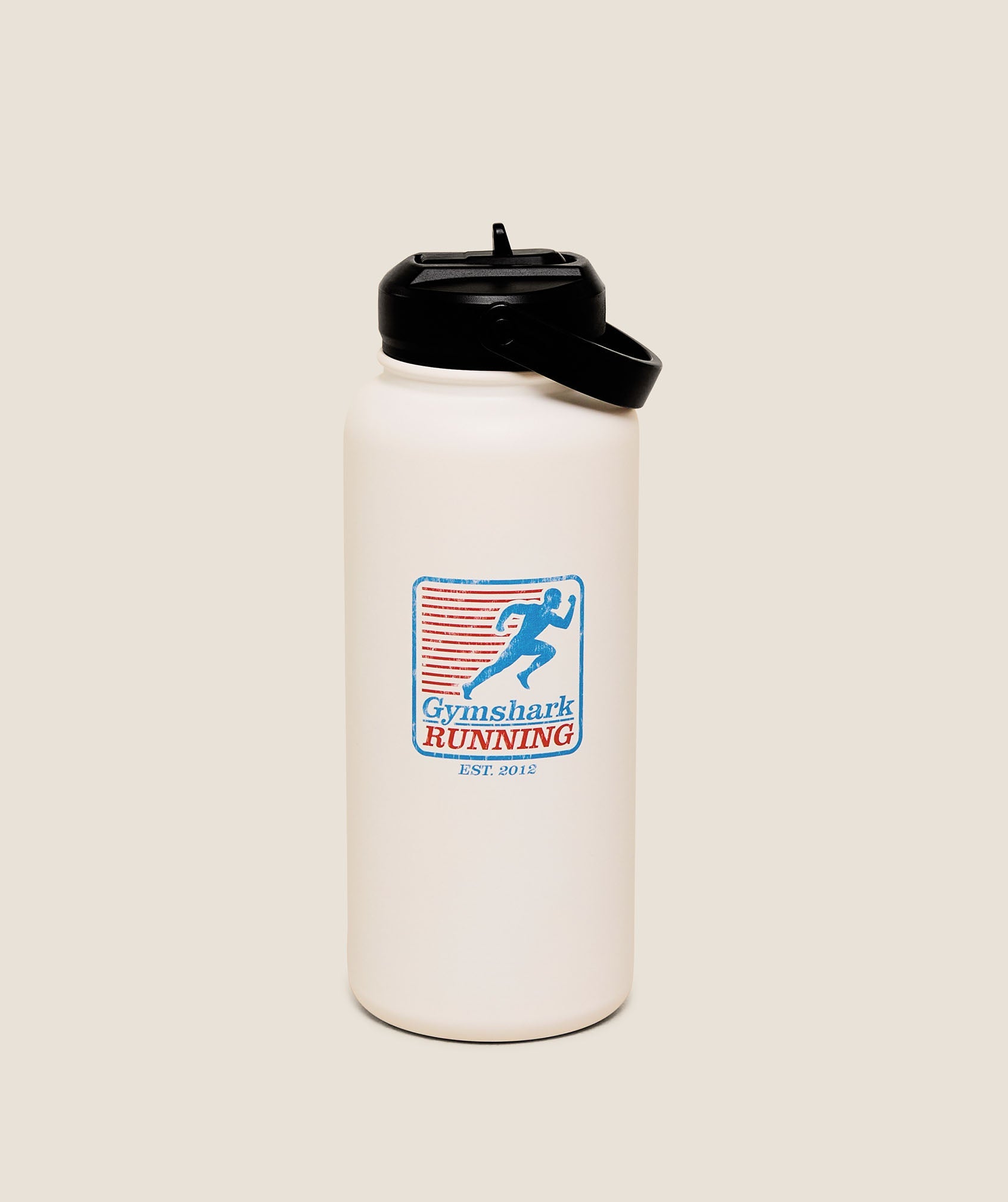 Women's Gymshark Run Club Graphic Metal 1L W Straw Bottle Gs Soft White