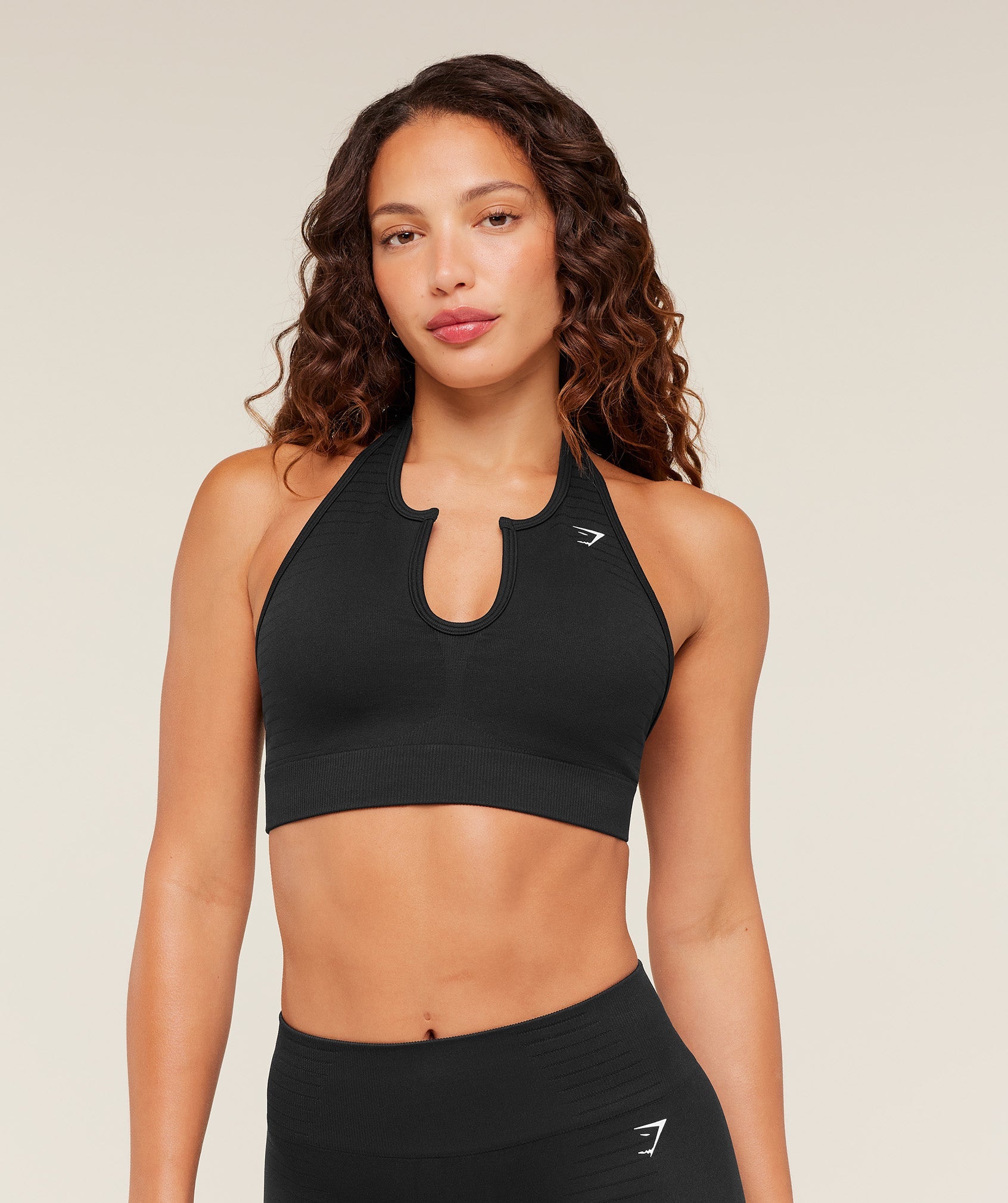 Women's Gymshark Steel Seamless Halter Neck Bra Gs Black