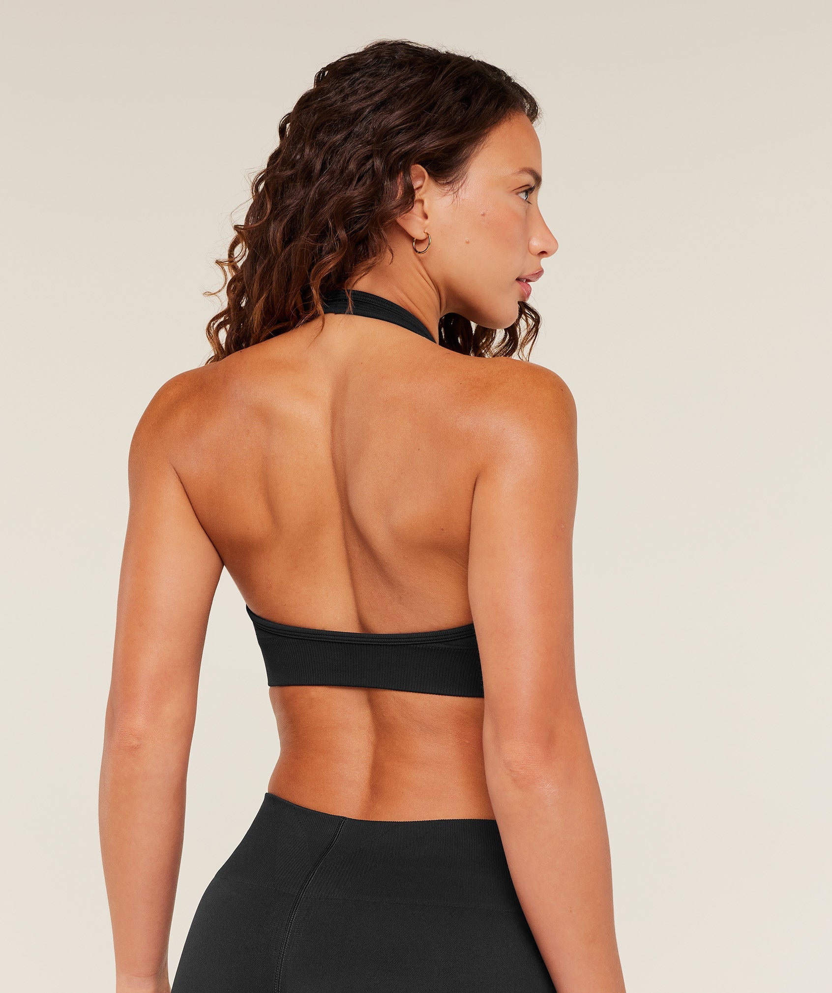 Women's Gymshark Steel Seamless Halter Neck Bra Gs Black