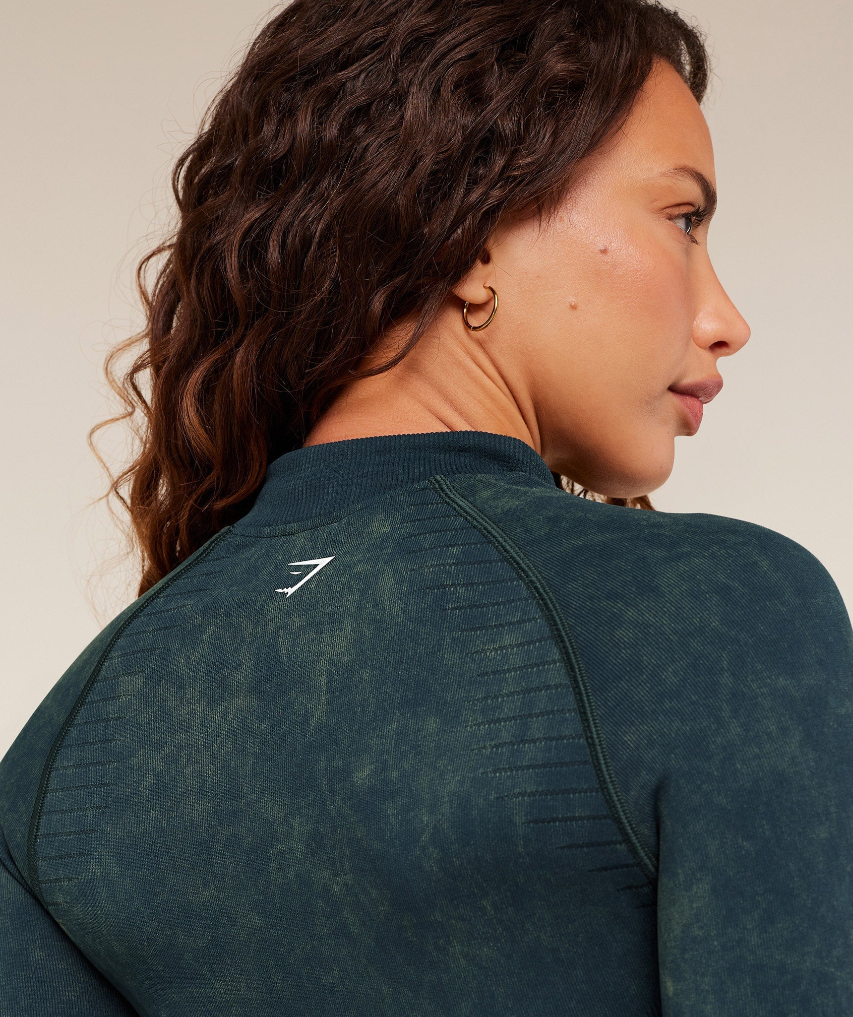 Women's Gymshark Steel Seamless Zip Up Top Deep Petrol Blue