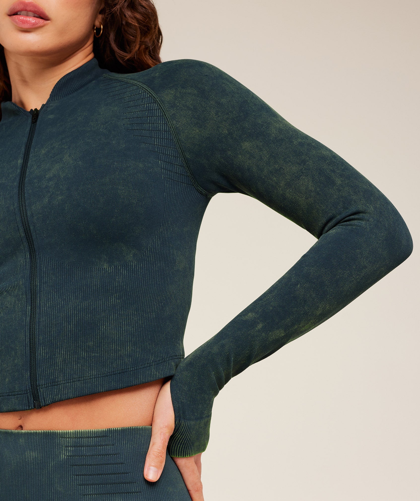 Women's Gymshark Steel Seamless Zip Up Top Deep Petrol Blue