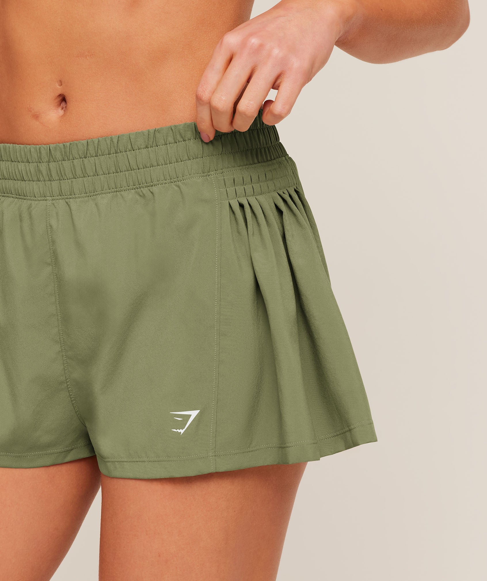 Women's Gymshark Flutter Woven Shorts Gs Grounded Green