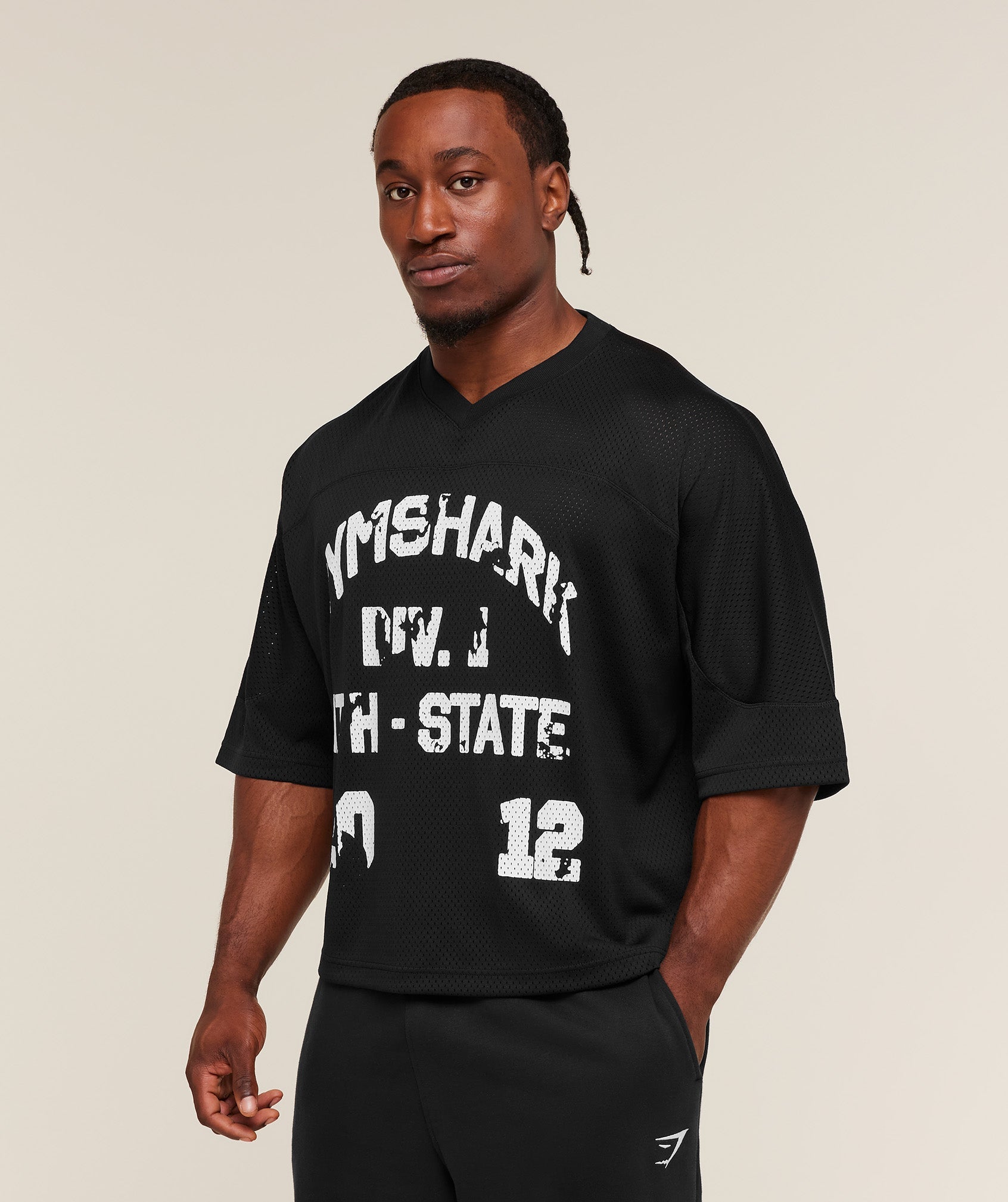 Gymshark Graphic Mesh Oversized T-Shirt Black