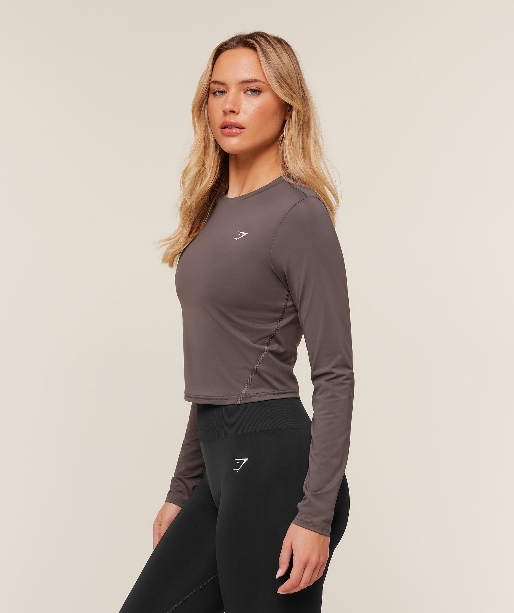 Women's Gymshark Training Midi Long Sleeve Top Cool Brown