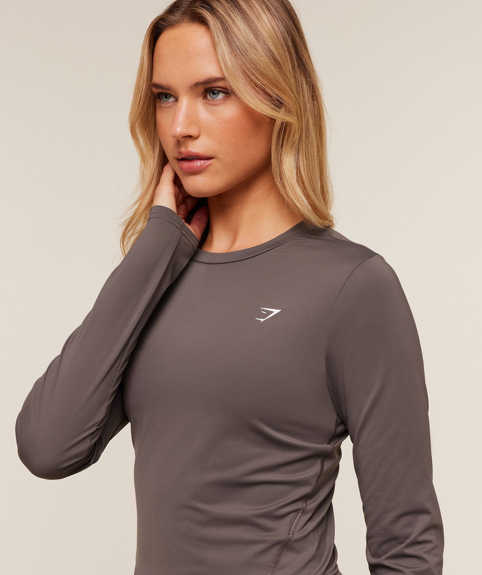 Women's Gymshark Training Midi Long Sleeve Top Cool Brown