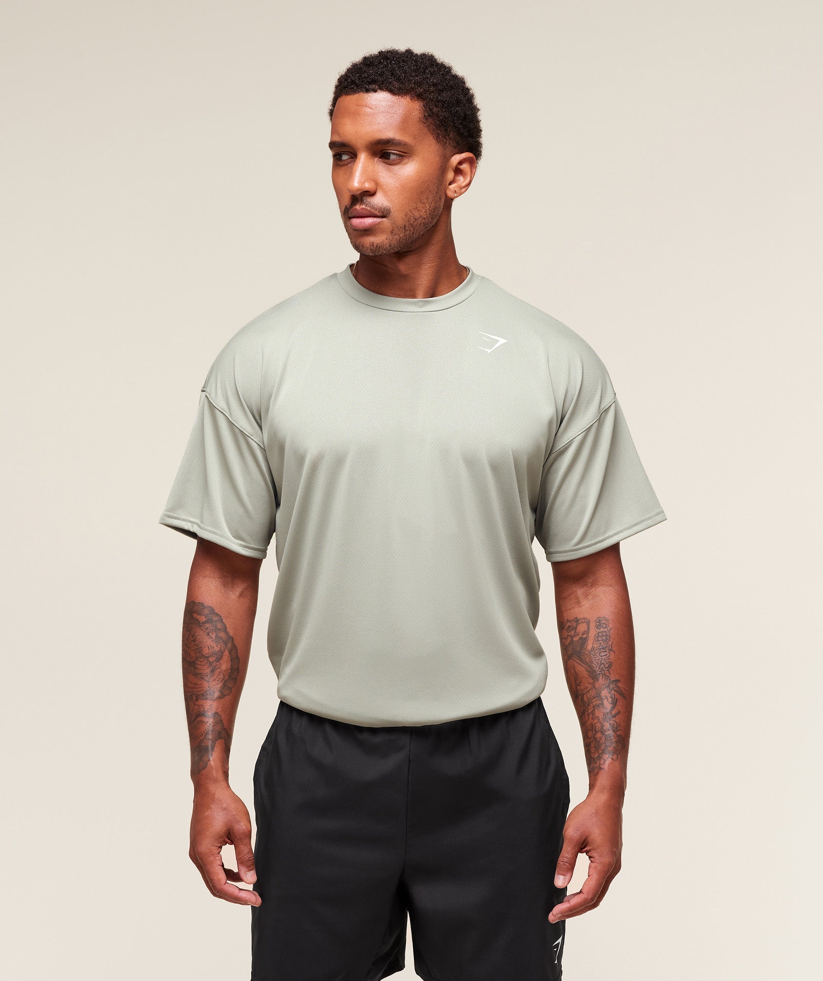 Gymshark Oversized Performance T-Shirt Stone Grey