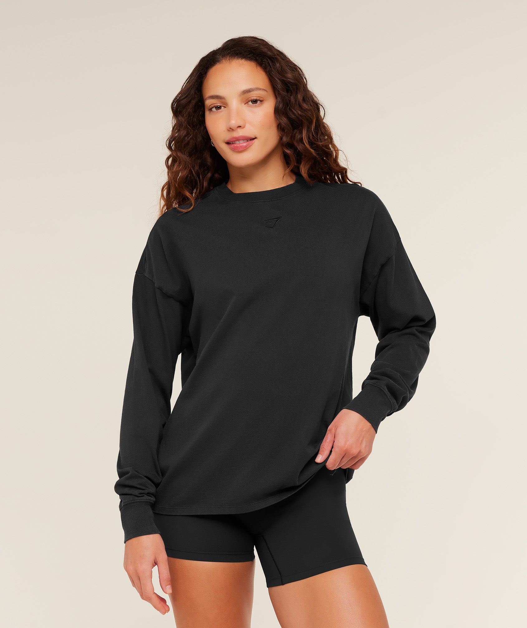 Women's Gymshark Power Washed Long Sleeve Top Black