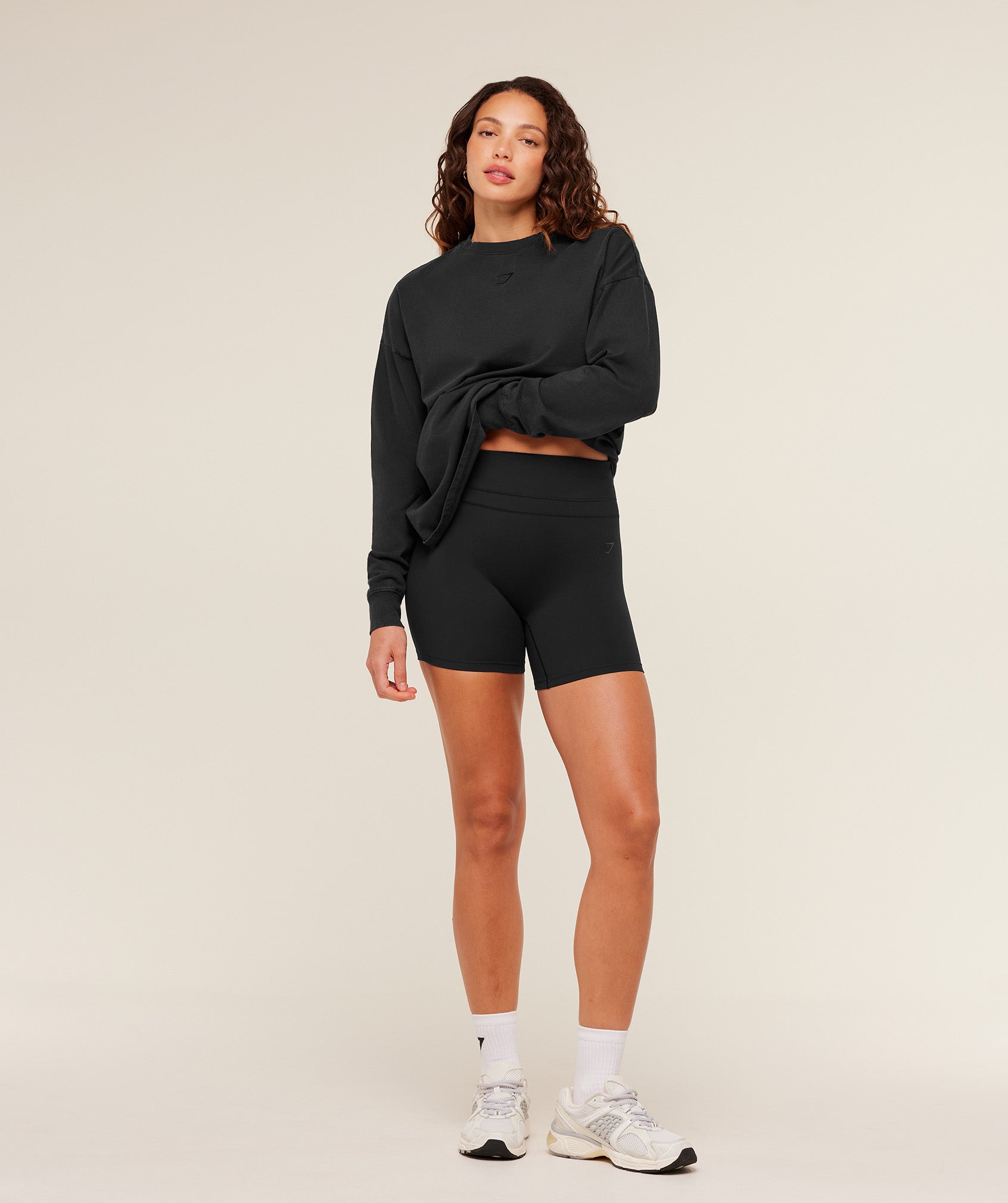 Women's Gymshark Power Washed Long Sleeve Top Black