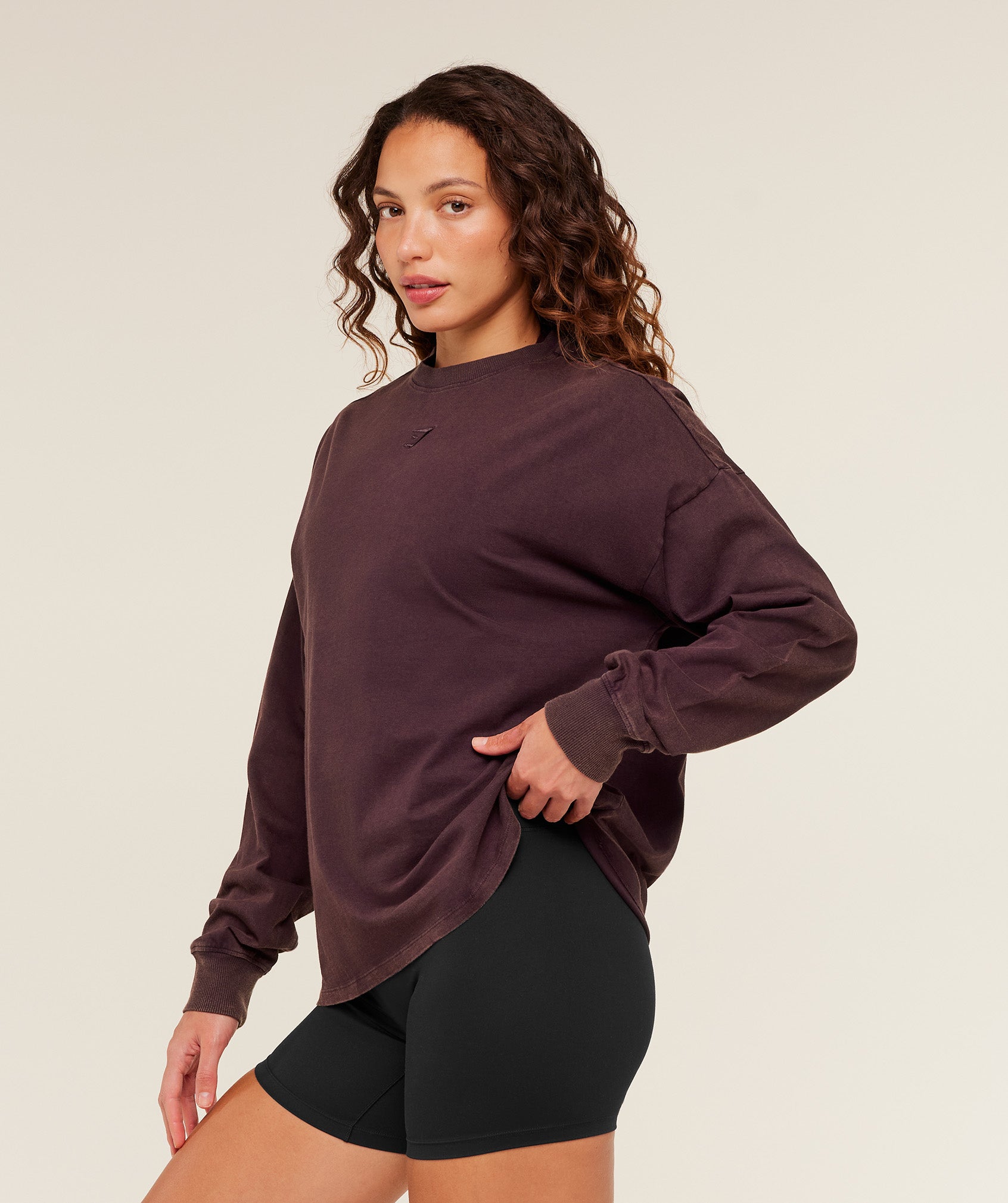 Women's Gymshark Power Washed Long Sleeve Top Cherry Purple