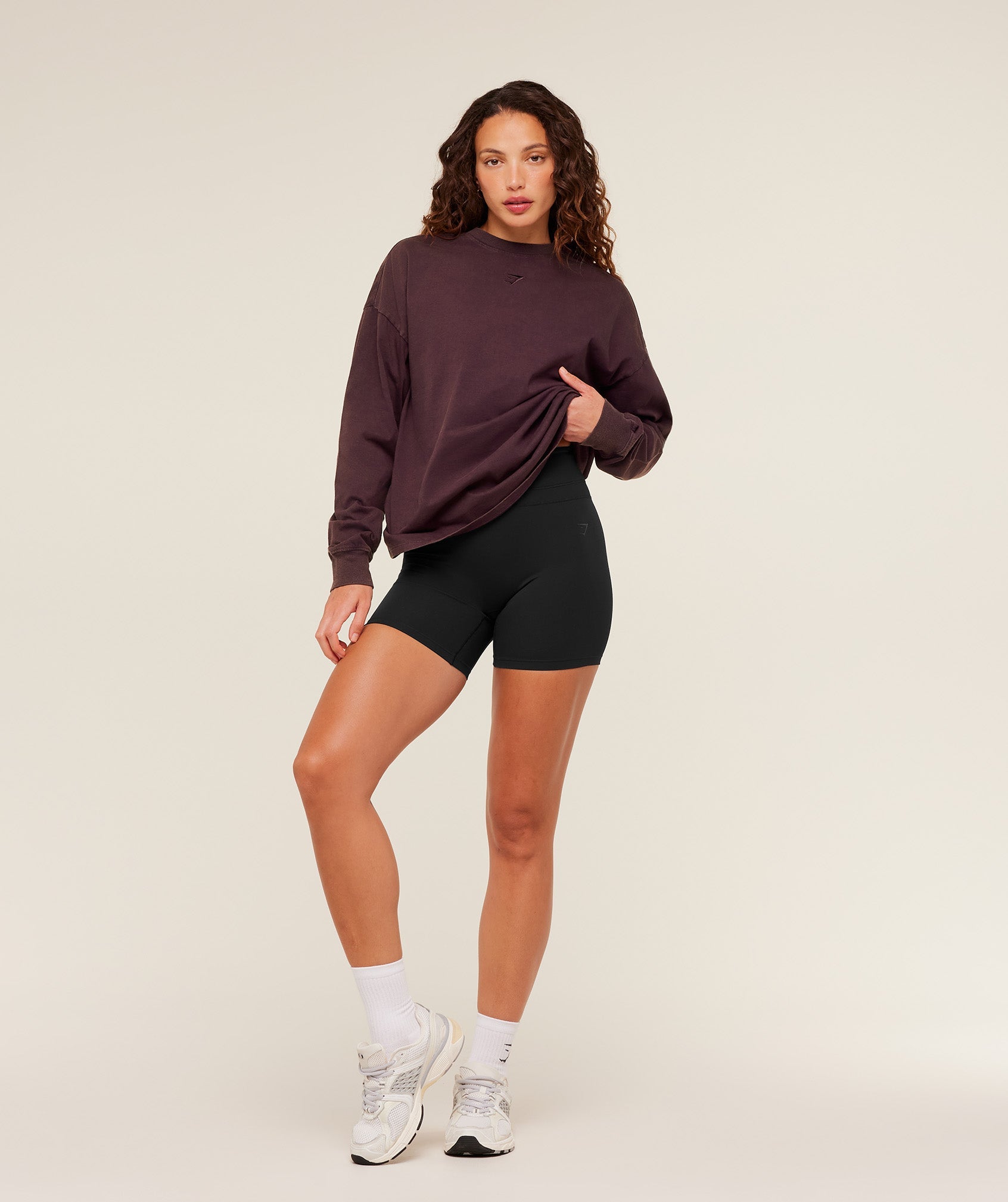 Women's Gymshark Power Washed Long Sleeve Top Cherry Purple