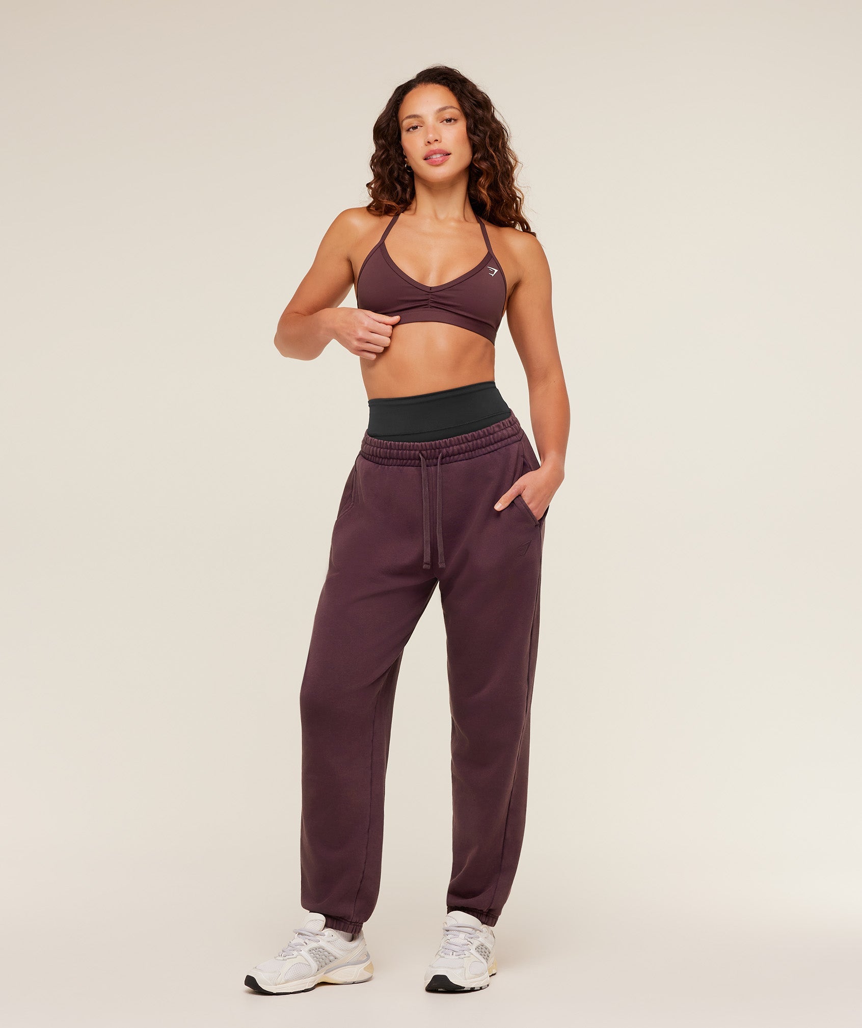 Women's Gymshark Power Washed Cuff Joggers Cherry Purple