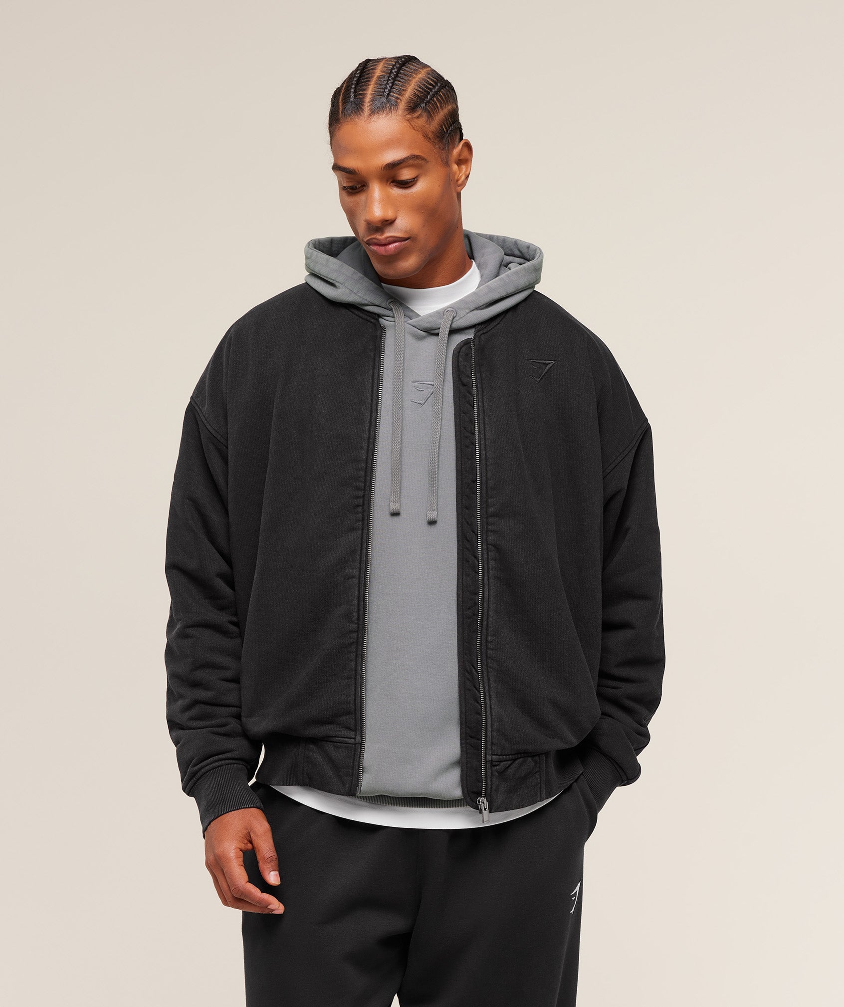 Gymshark Power Washed Jersey Track Jacket Gs Black