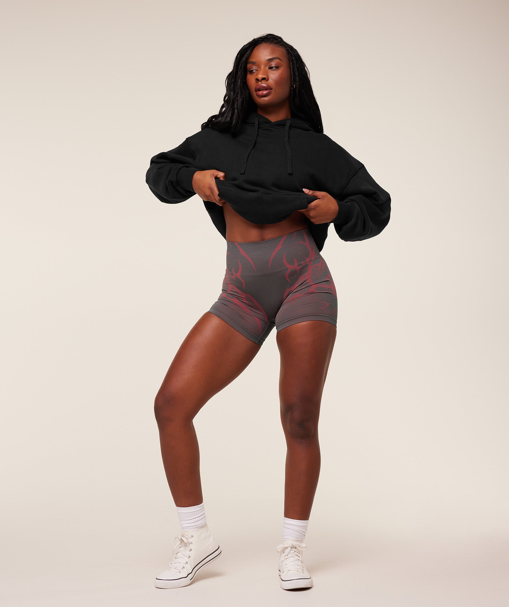 Women's Gymshark Pump Cover Structured Fleece Hoodie Black