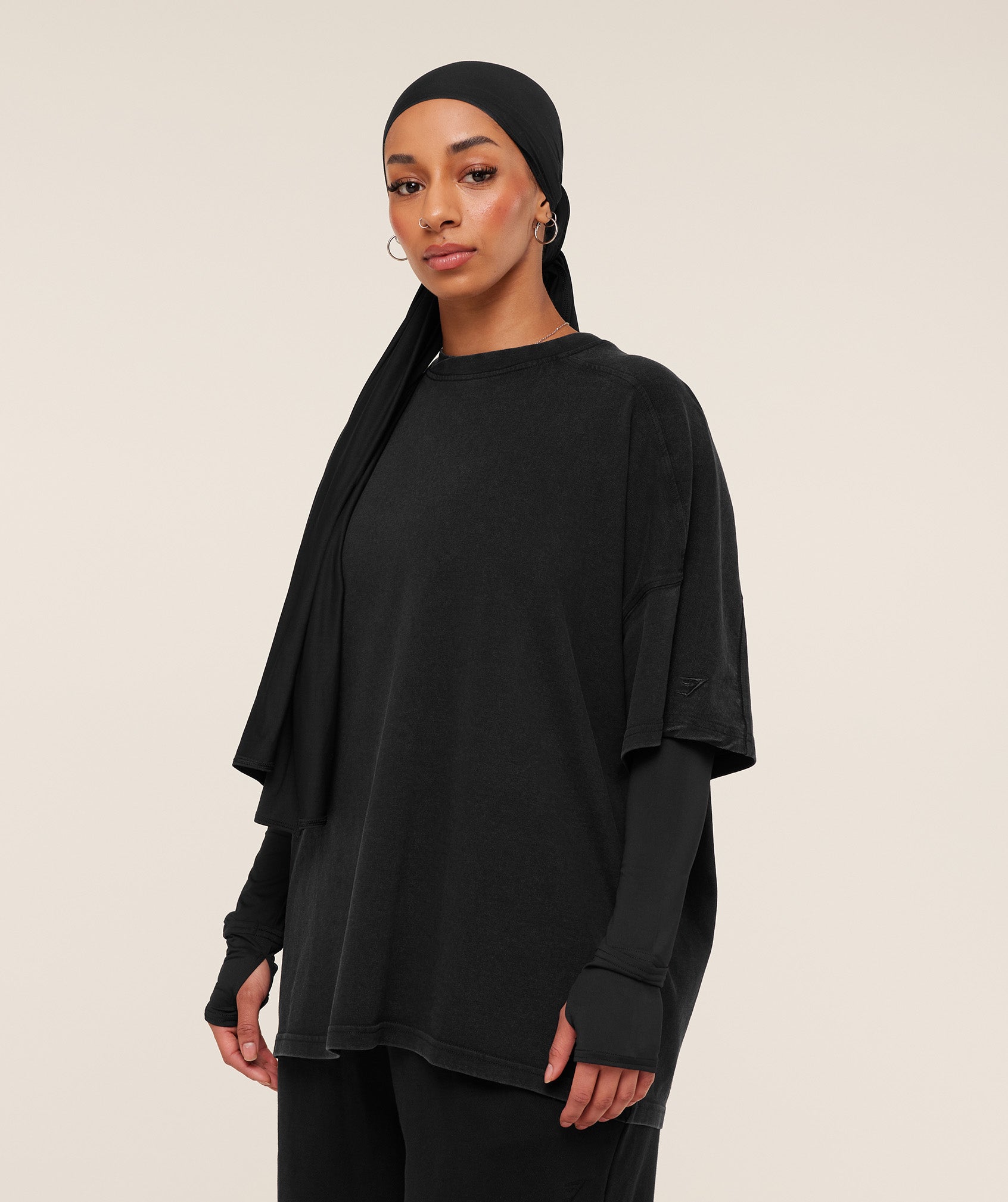 Women's Gymshark Pump Cover Structured Fleece Top Black
