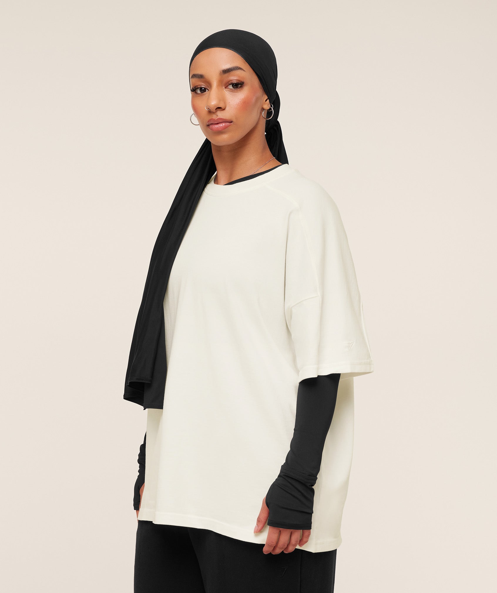 Women's Gymshark Pump Cover Structured Fleece Top Soft White