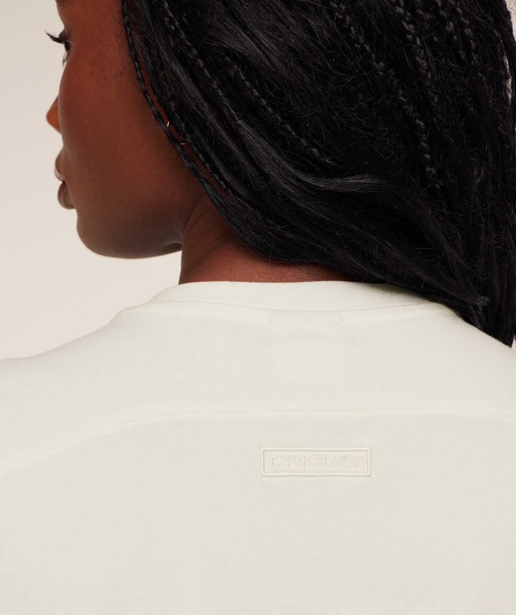 Women's Gymshark Pump Cover Structured Fleece Top Soft White