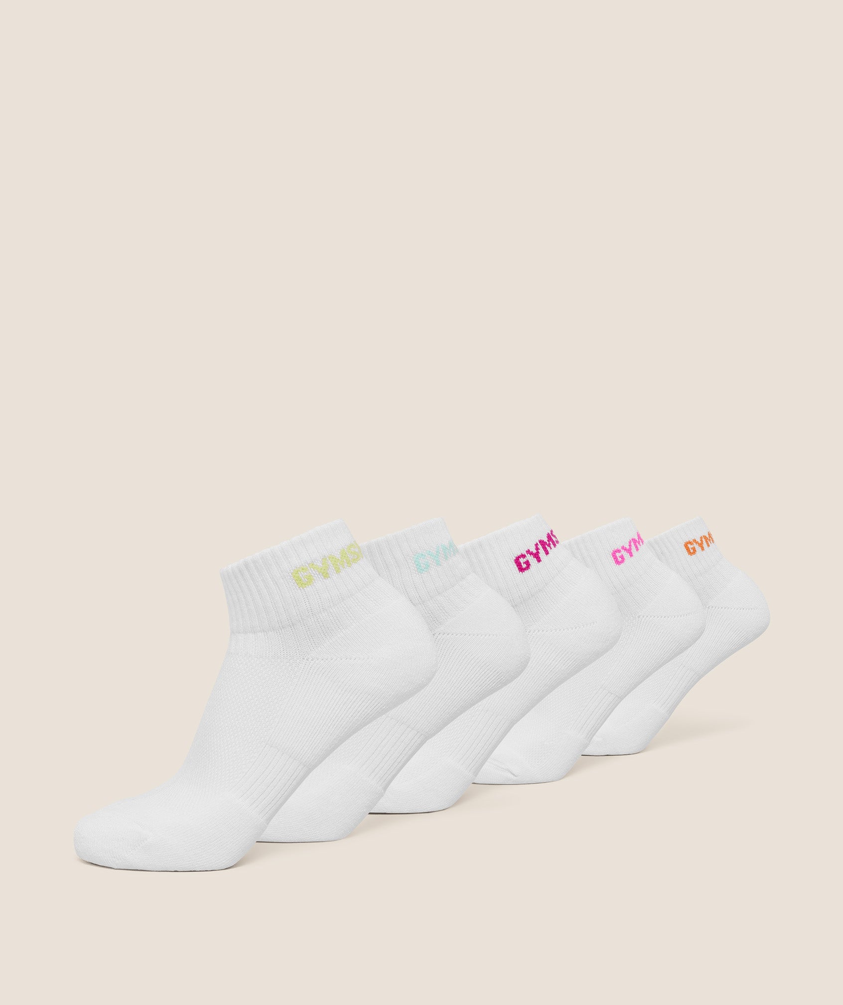 Women's Gymshark Quarter Socks 5Pk White