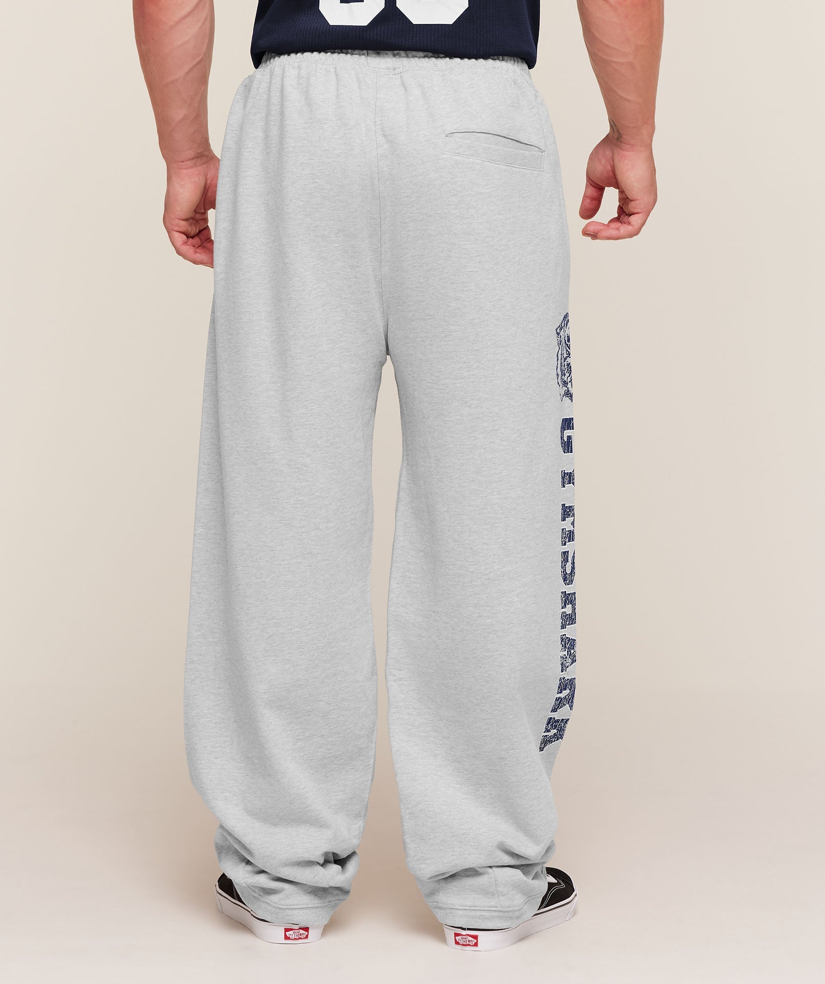 Gymshark Retro Collegiate Graphic Wide Leg Pants Bros Soft Grey Marl