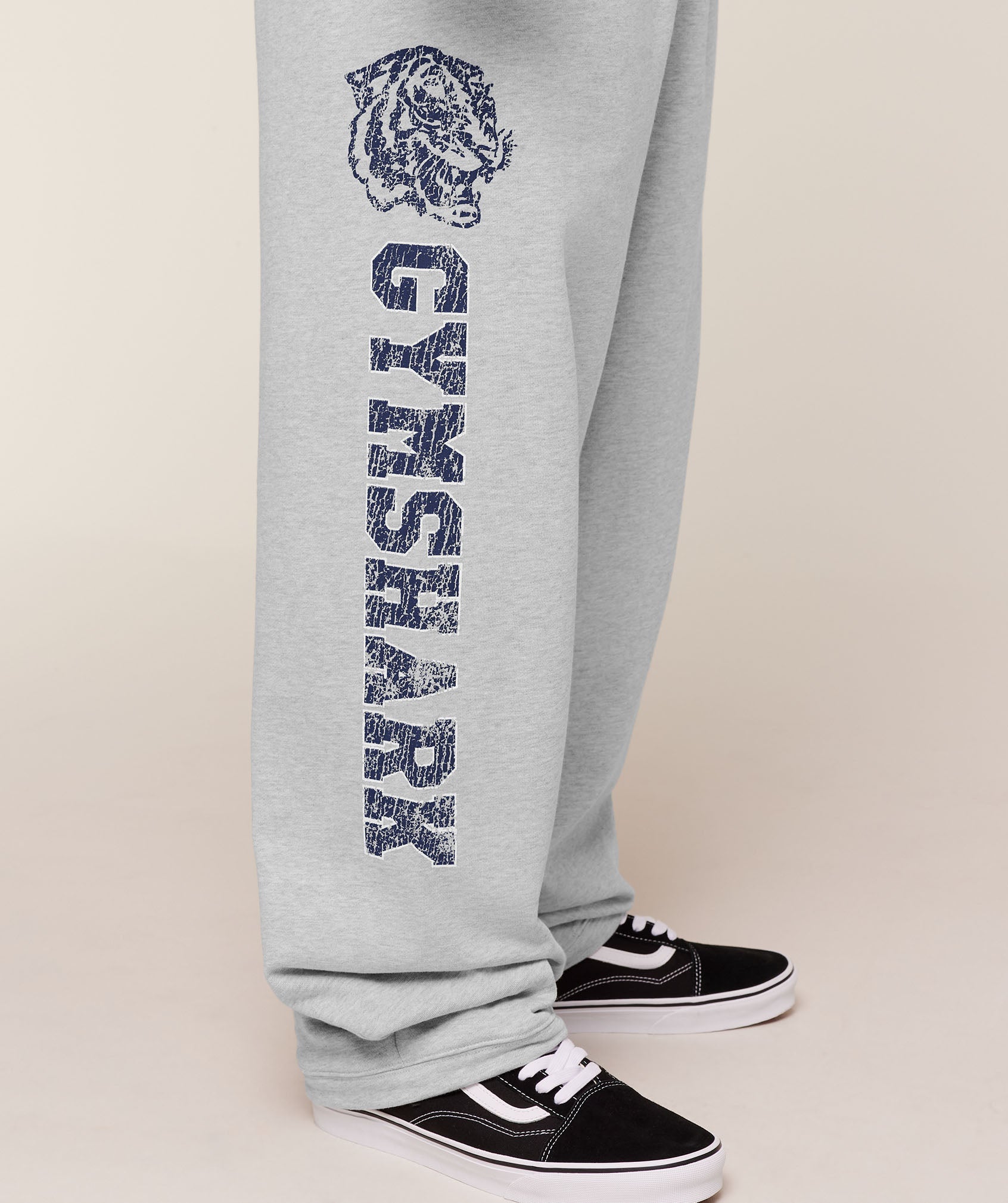 Gymshark Retro Collegiate Graphic Wide Leg Pants Bros Soft Grey Marl