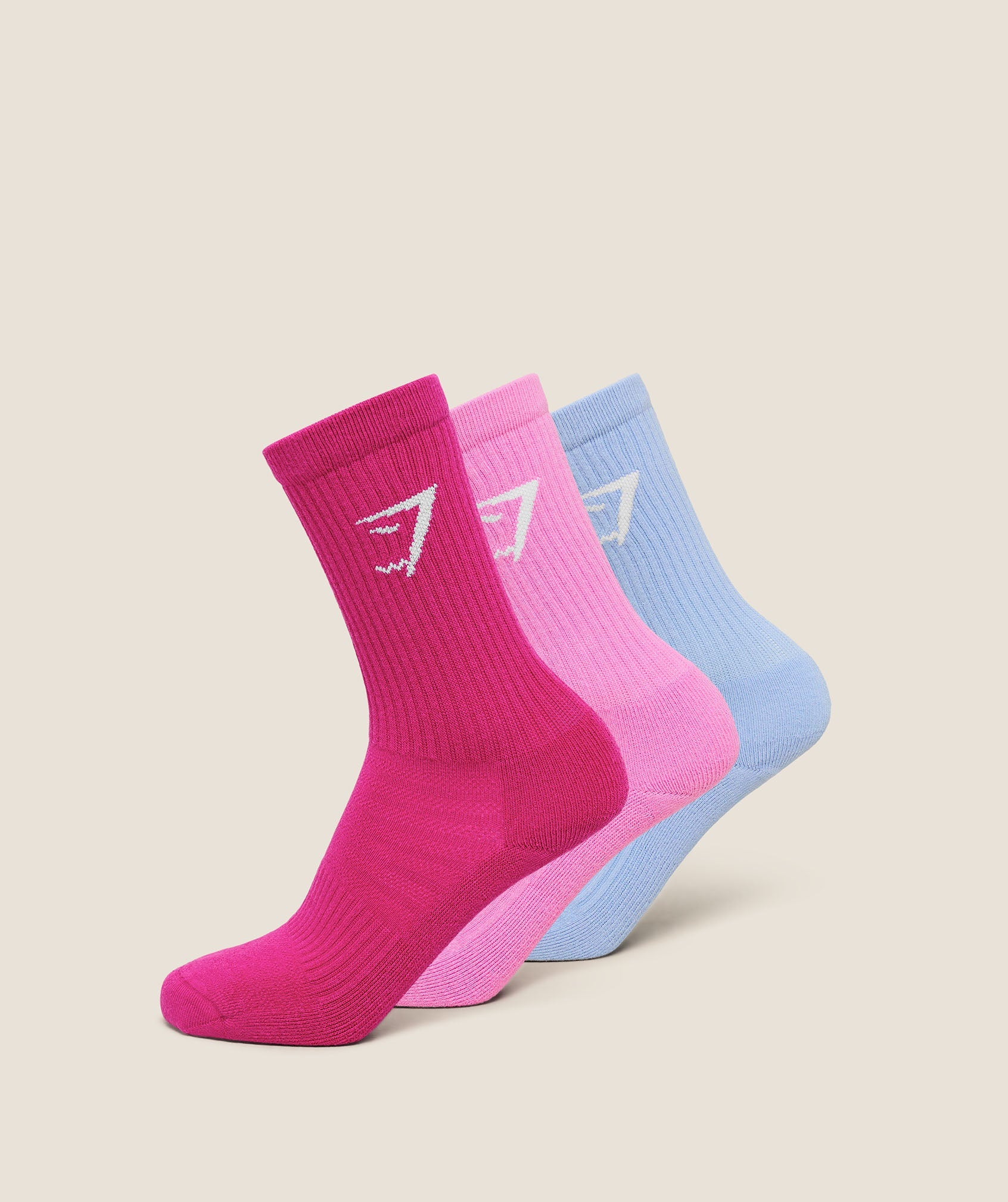 Women's Gymshark Crew Socks 3Pk Chilled Blue