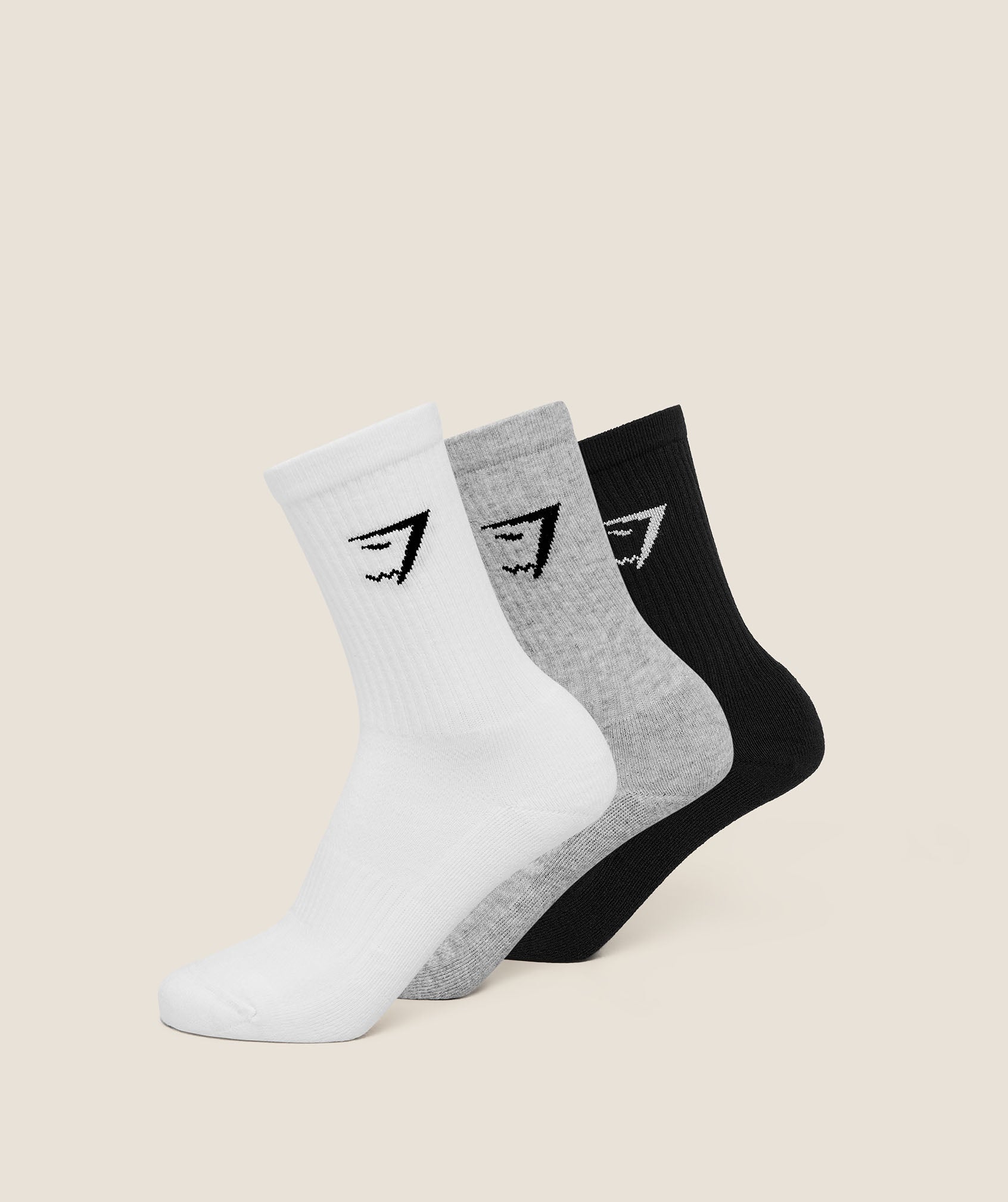 Gymshark Crew Socks 3Pk White