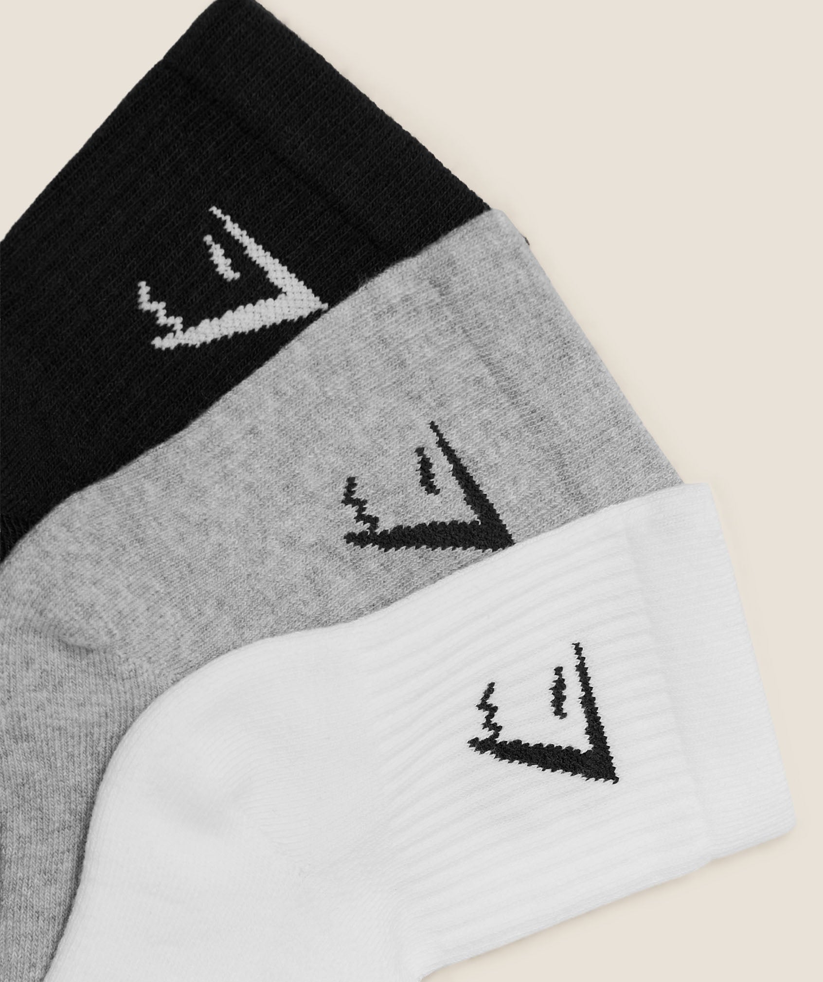 Gymshark Crew Socks 3Pk White