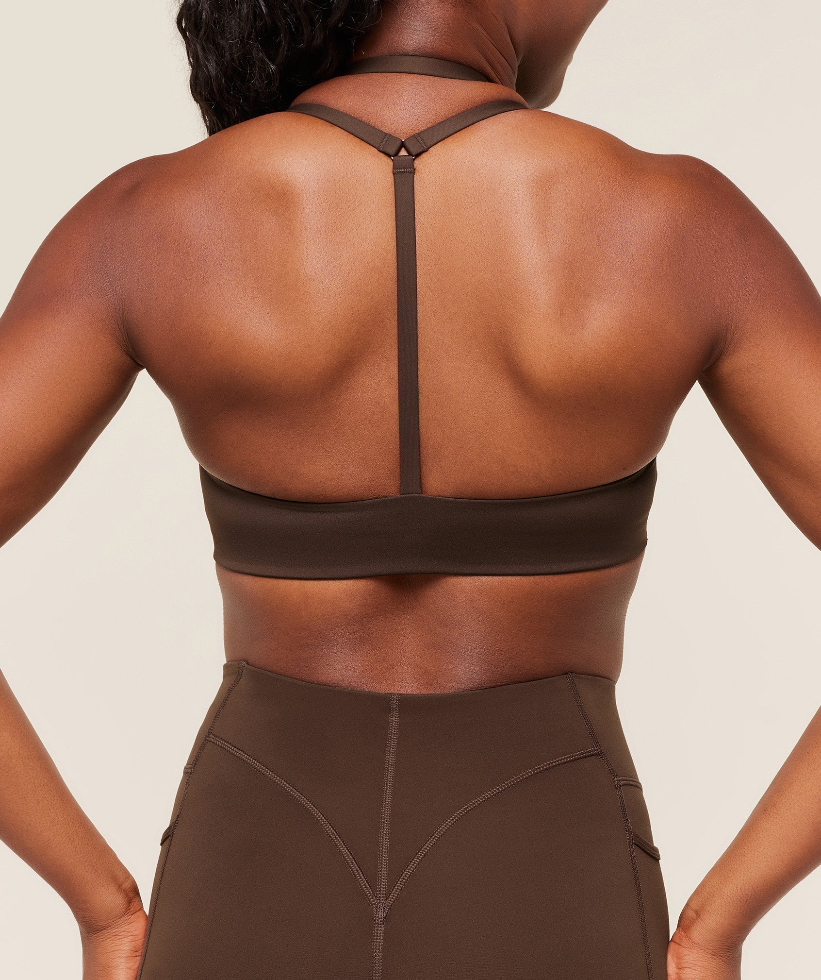 Women's Gymshark Reps T Back Sports Bra Archive Brown