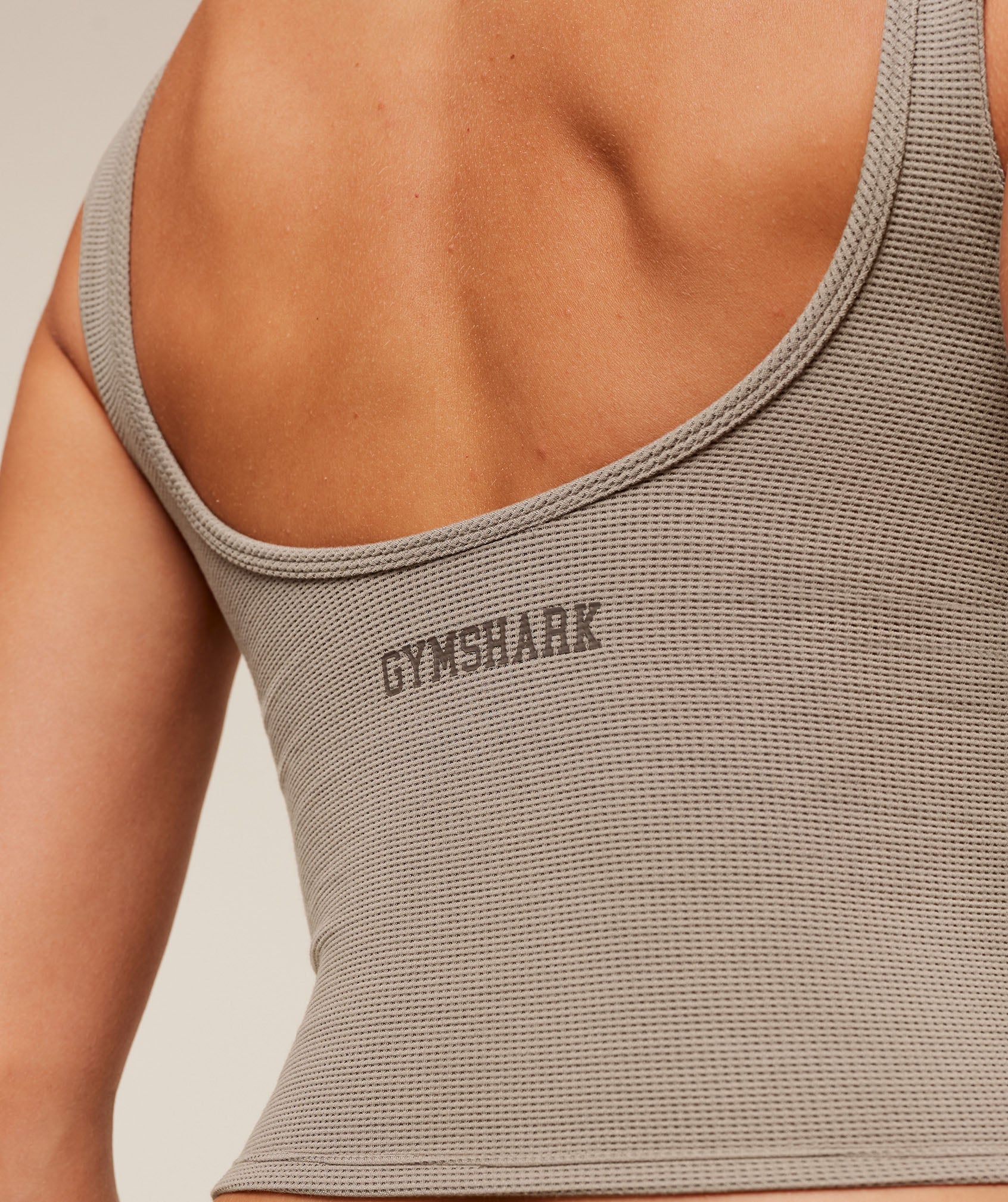 Women's Gymshark Waffle Cropped Tank Lifestyle Brown