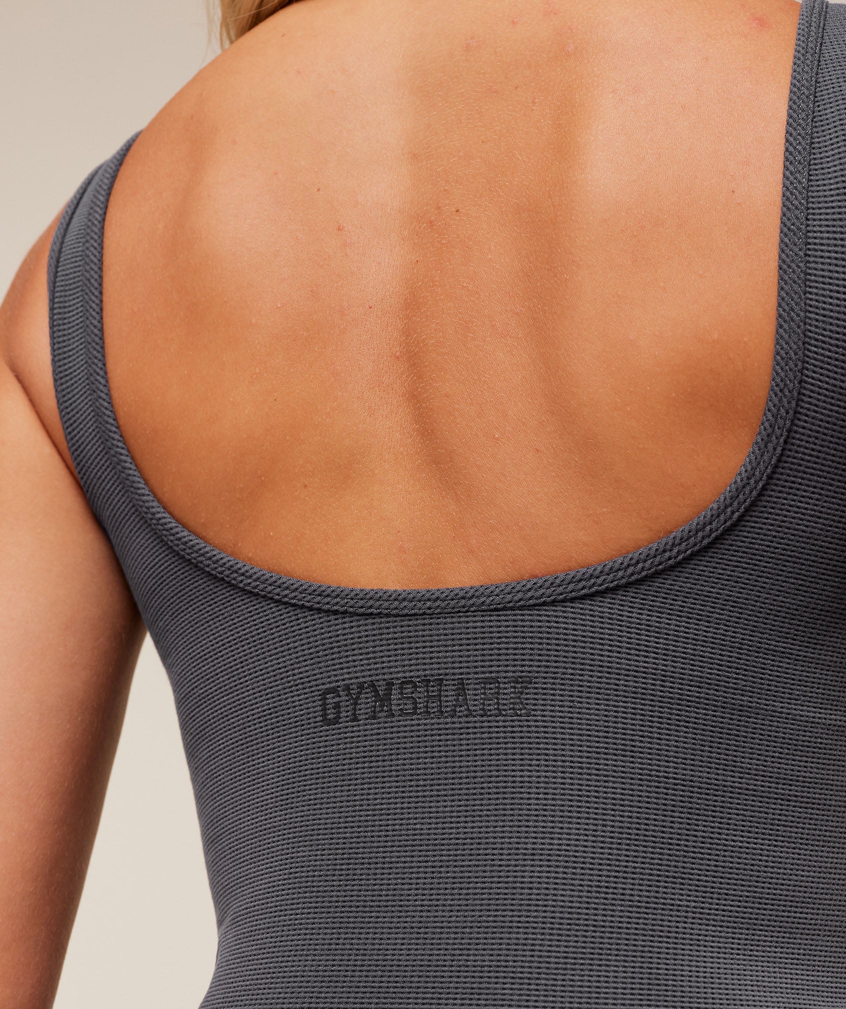 Women's Gymshark Waffle Cropped Tank Onyx Grey