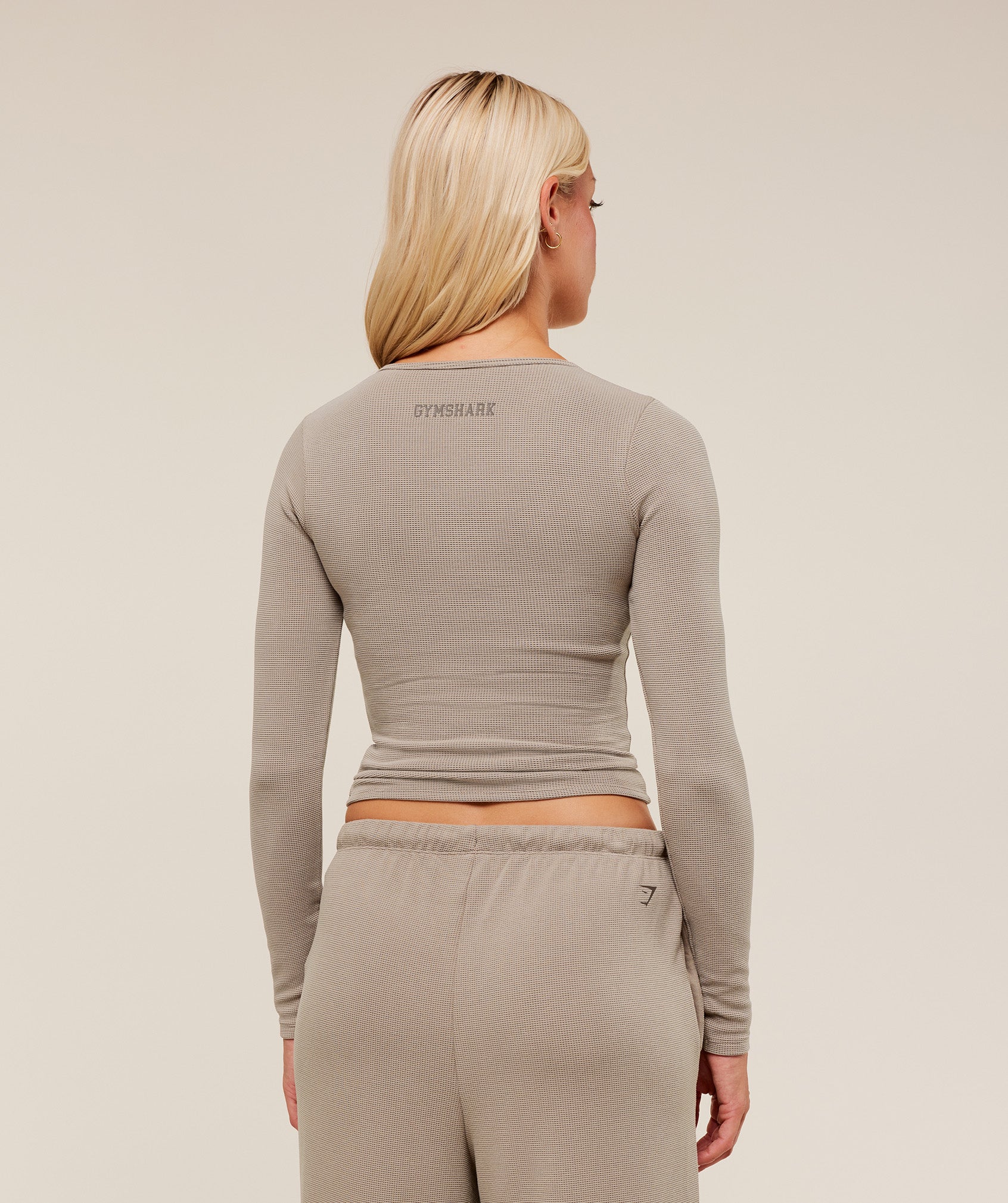 Women's Gymshark Waffle Long Sleeve Top Lifestyle Brown