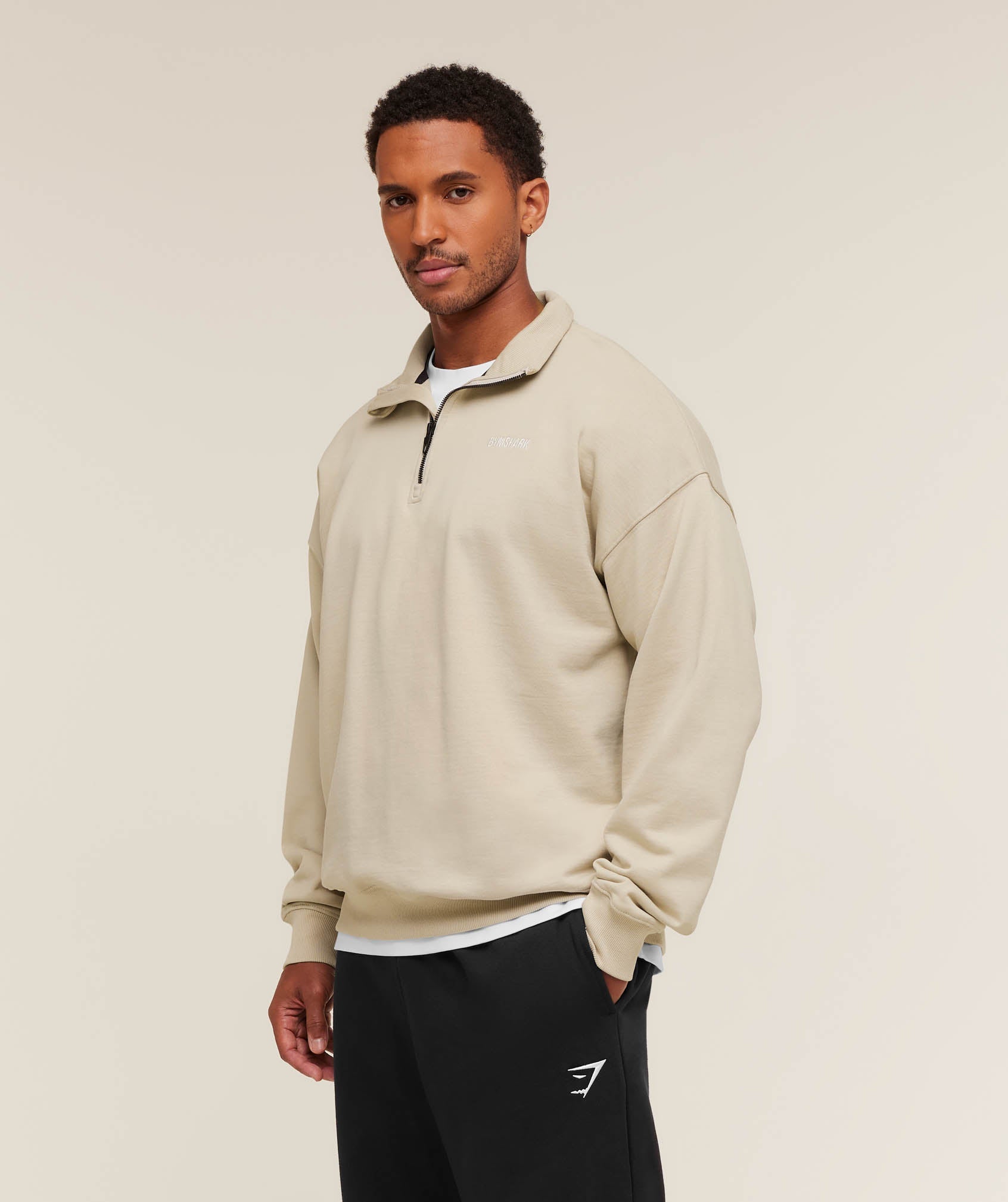 Gymshark Rest Day Sweats 1/4 Zip Pebble Grey