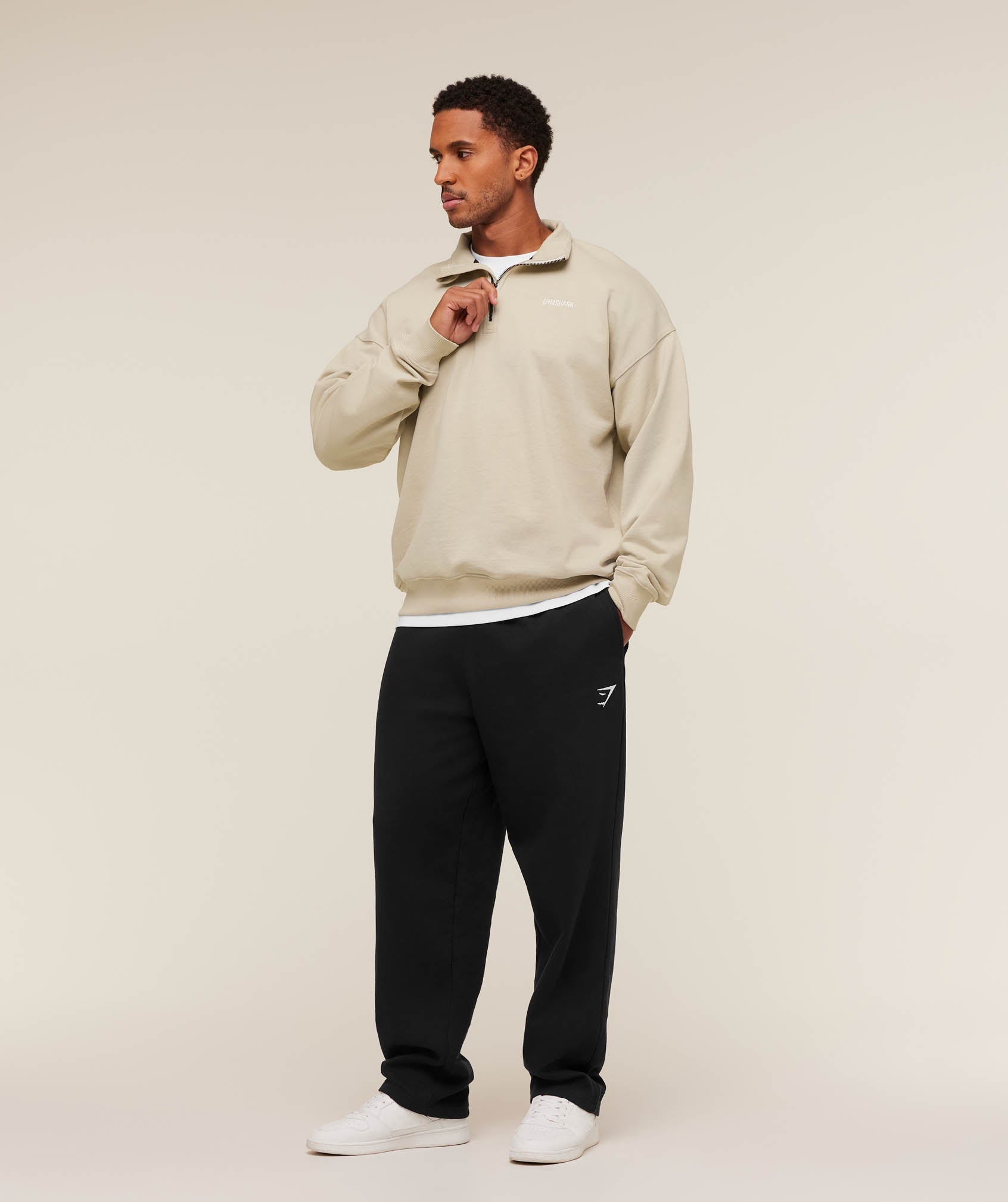 Gymshark Rest Day Sweats 1/4 Zip Pebble Grey