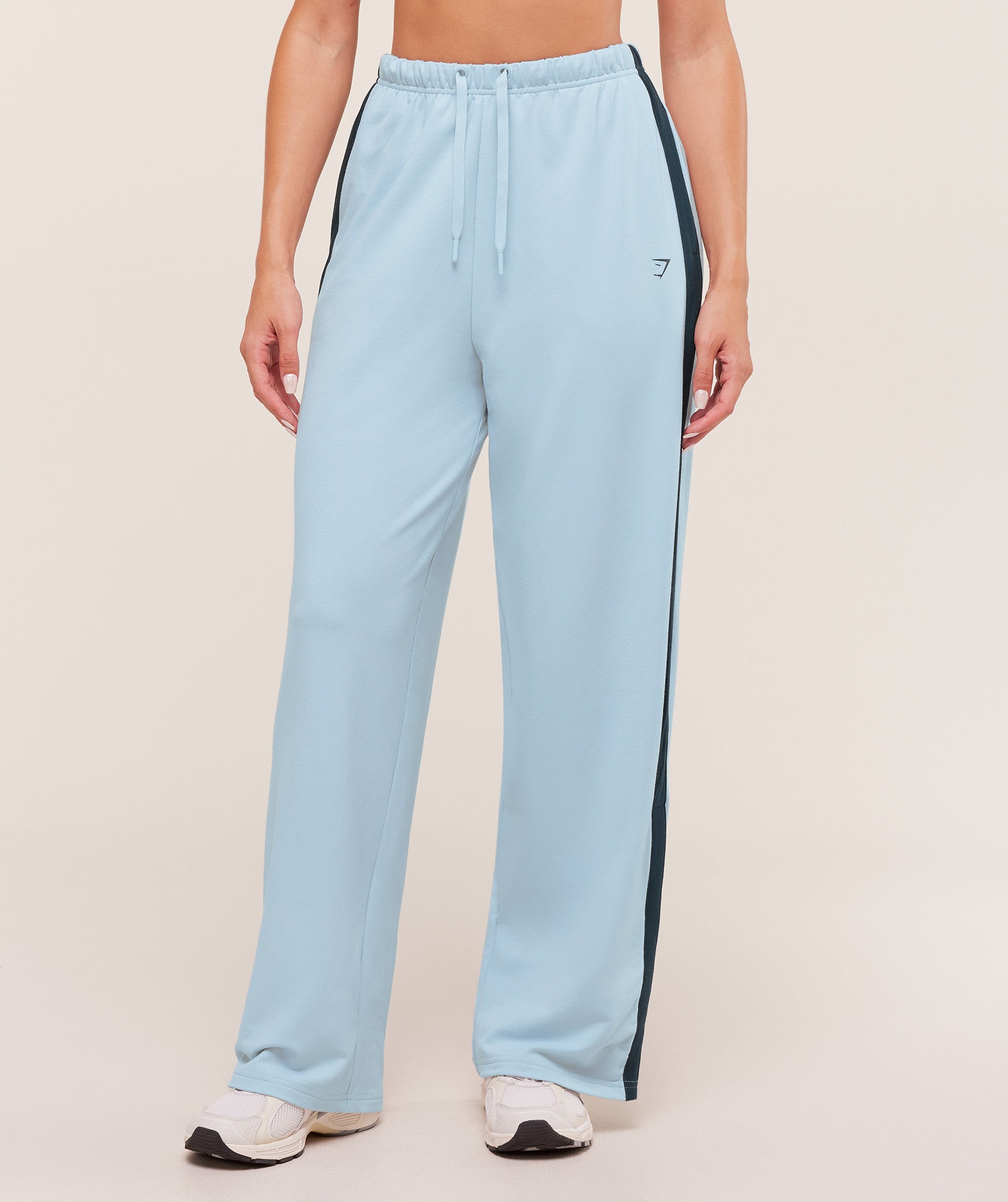 Women's Gymshark Retro Stripe Snap Pants Smoke Blue