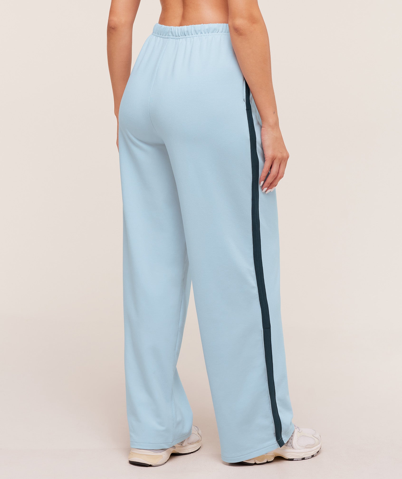 Women's Gymshark Retro Stripe Snap Pants Smoke Blue