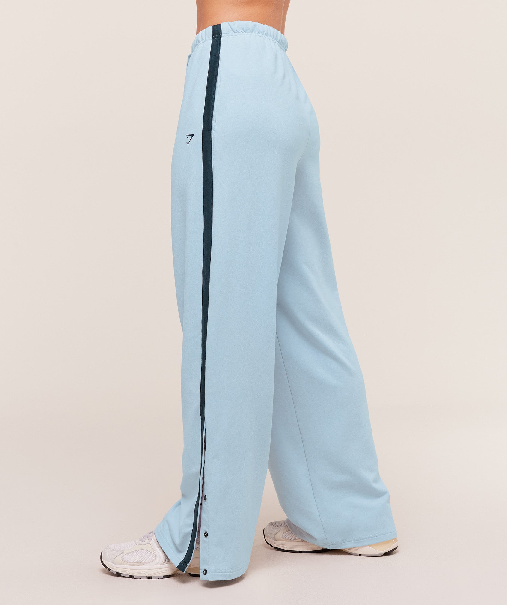 Women's Gymshark Retro Stripe Snap Pants Smoke Blue