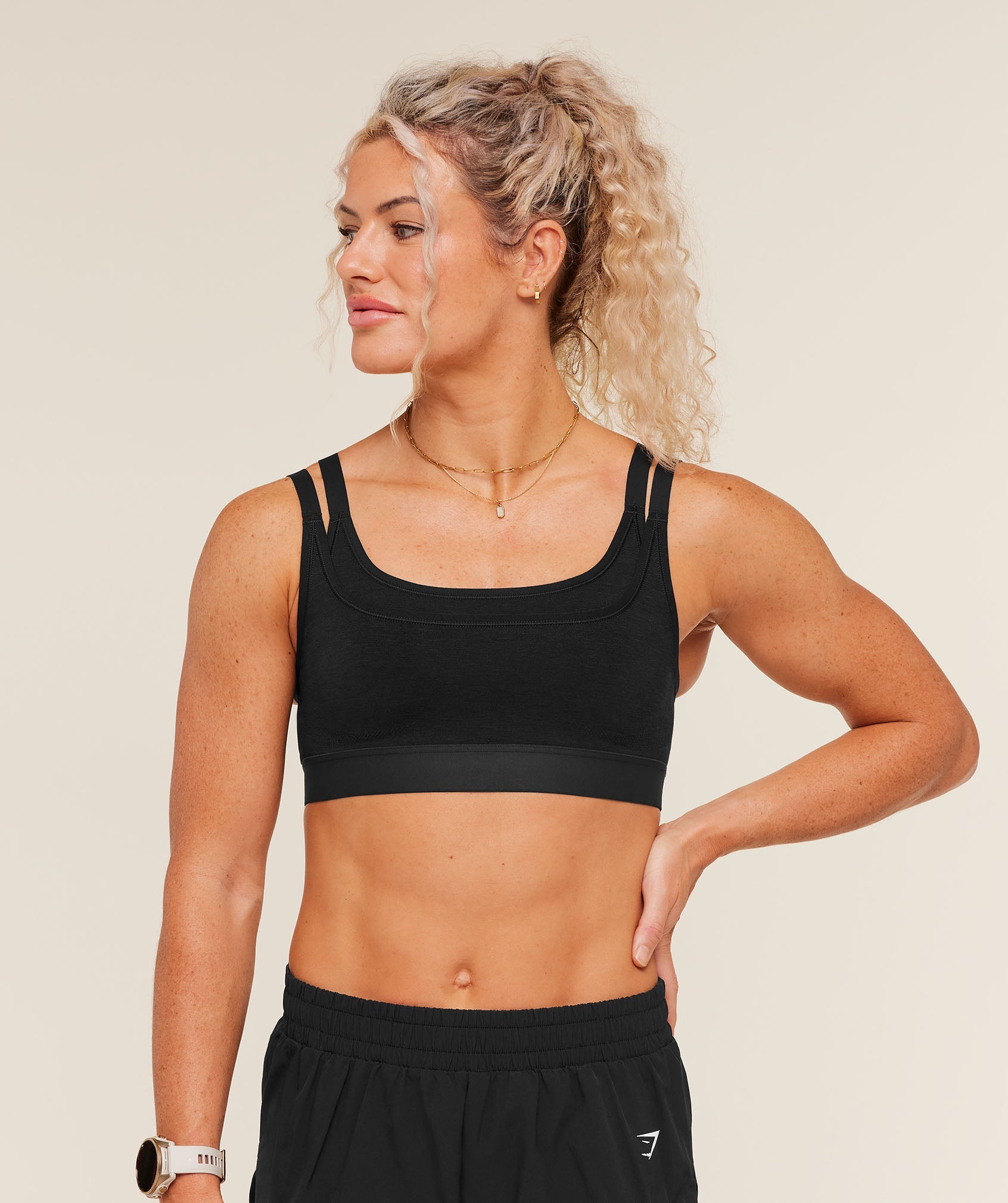 Women's Gymshark Interval Seamless Medium Support Sports Bra Black
