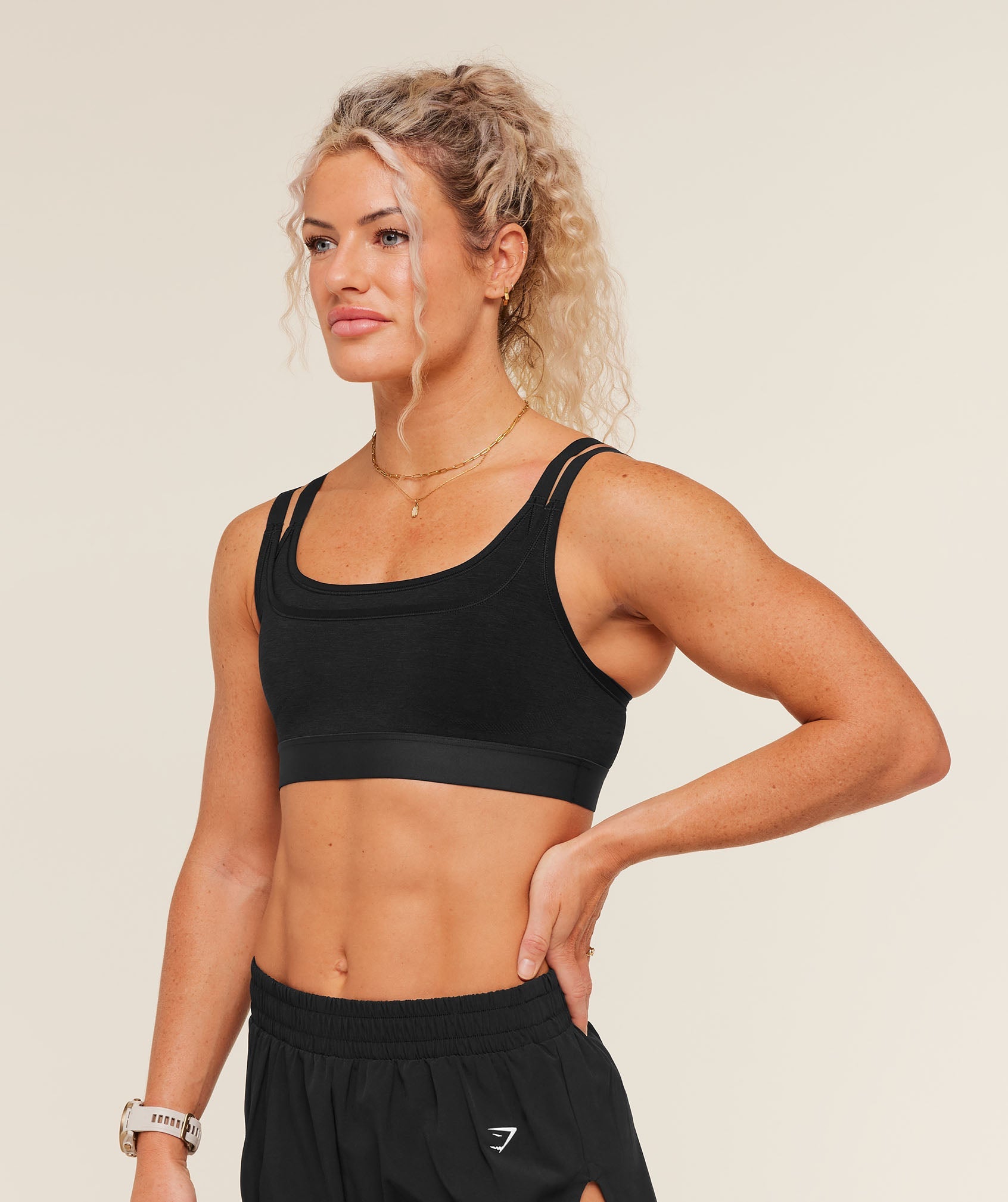 Women's Gymshark Interval Seamless Medium Support Sports Bra Black