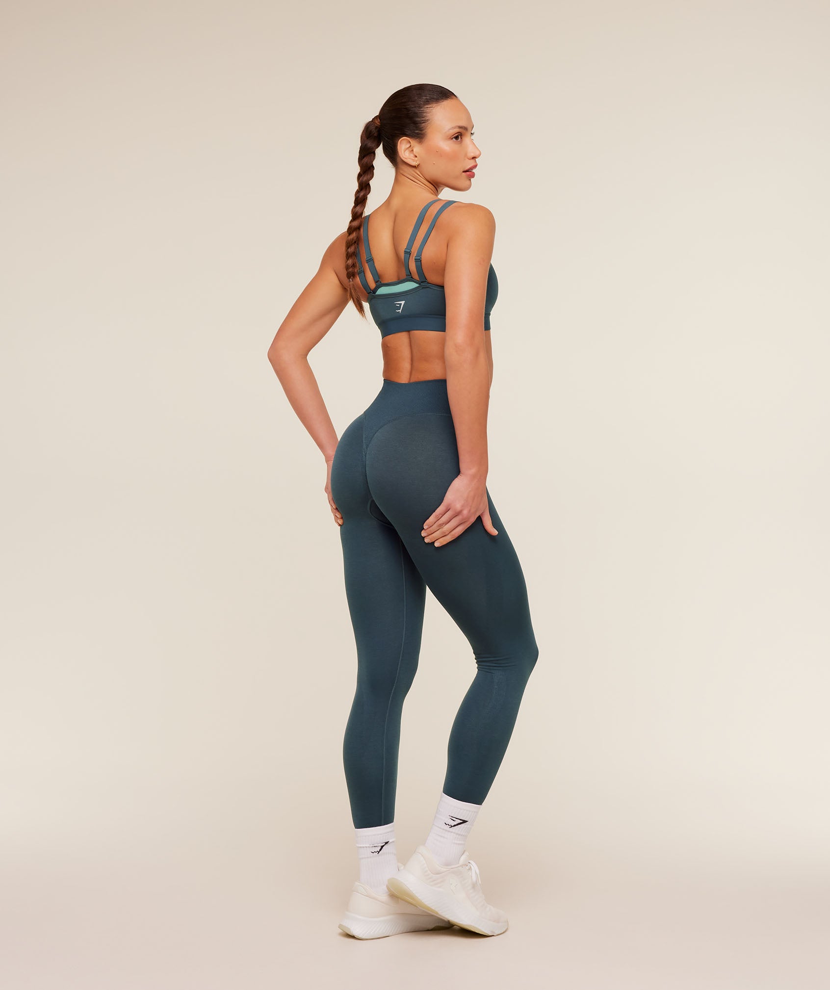 Women's Gymshark Interval Seamless Leggings Stealth Blue