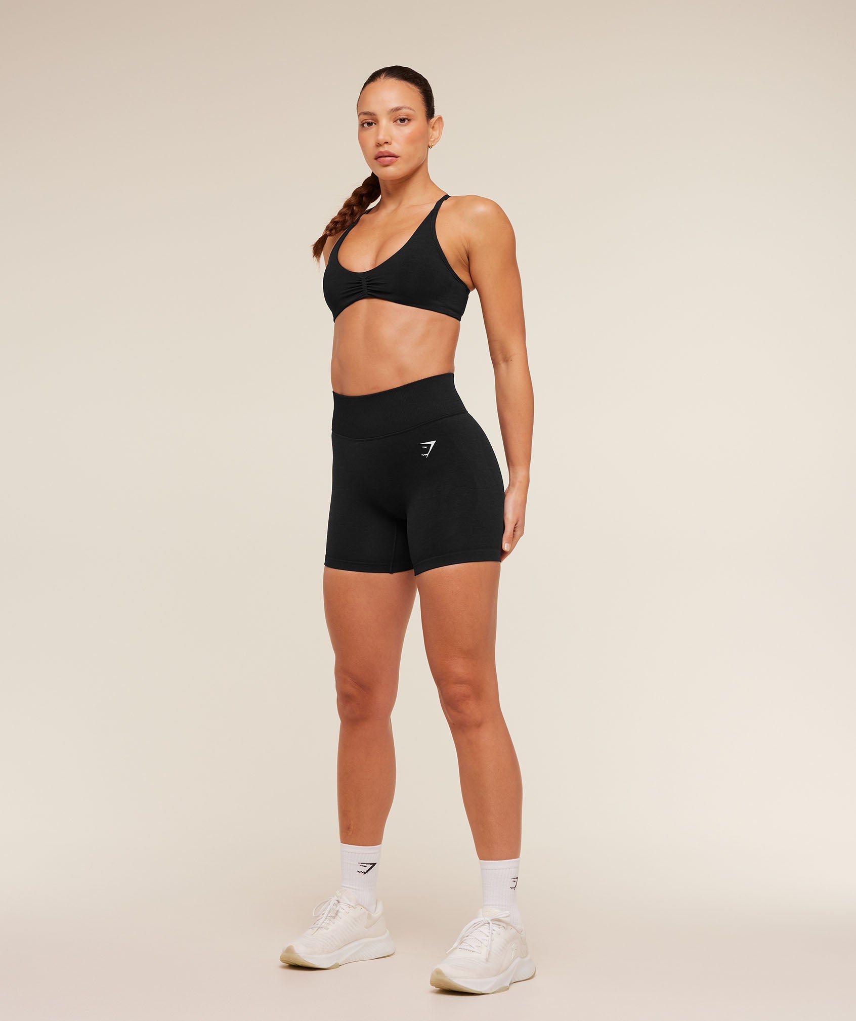 Women's Gymshark Interval Seamless Light Support Sports Bra Black