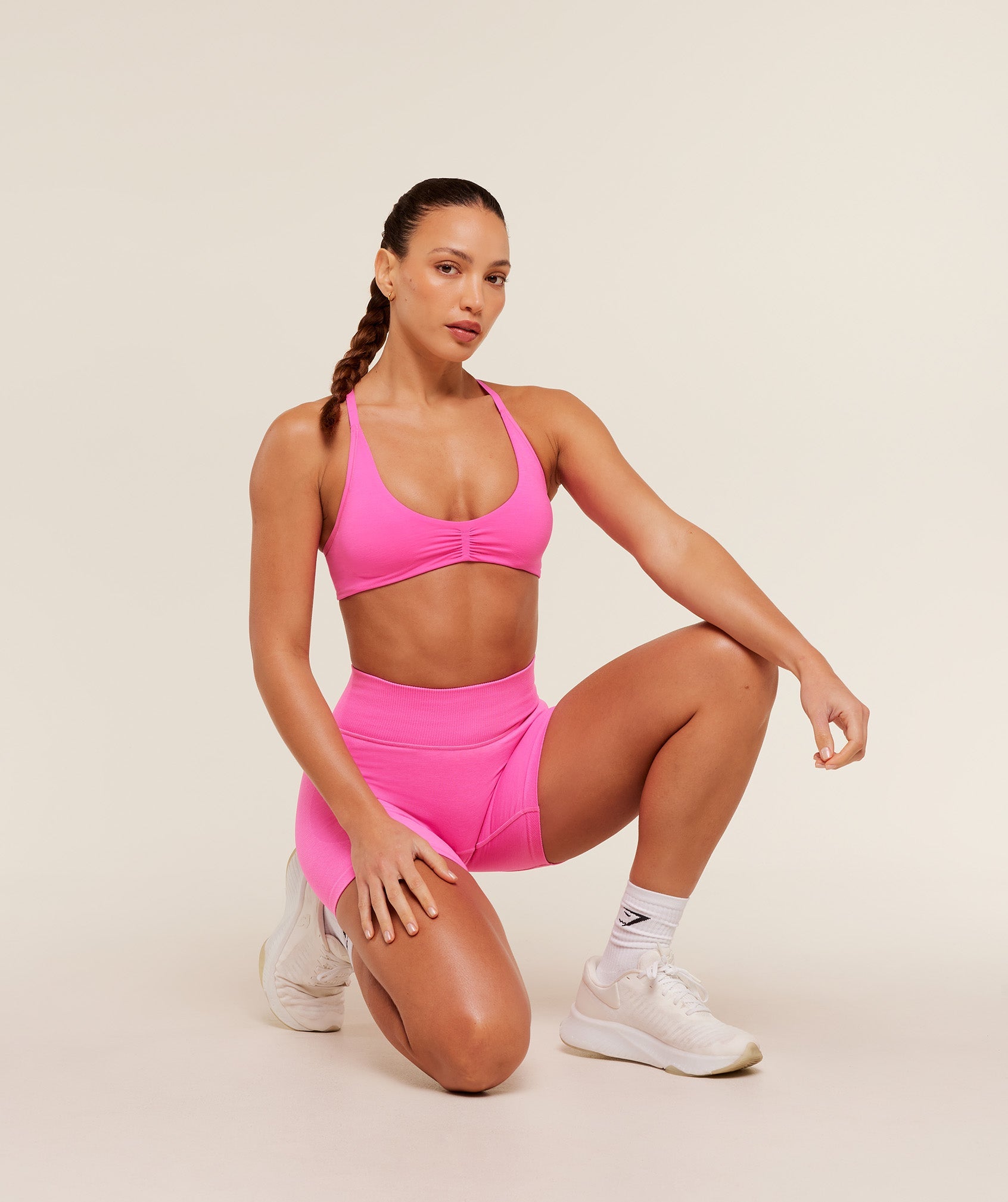 Women's Gymshark Interval Seamless Light Support Sports Bra Electric Pink