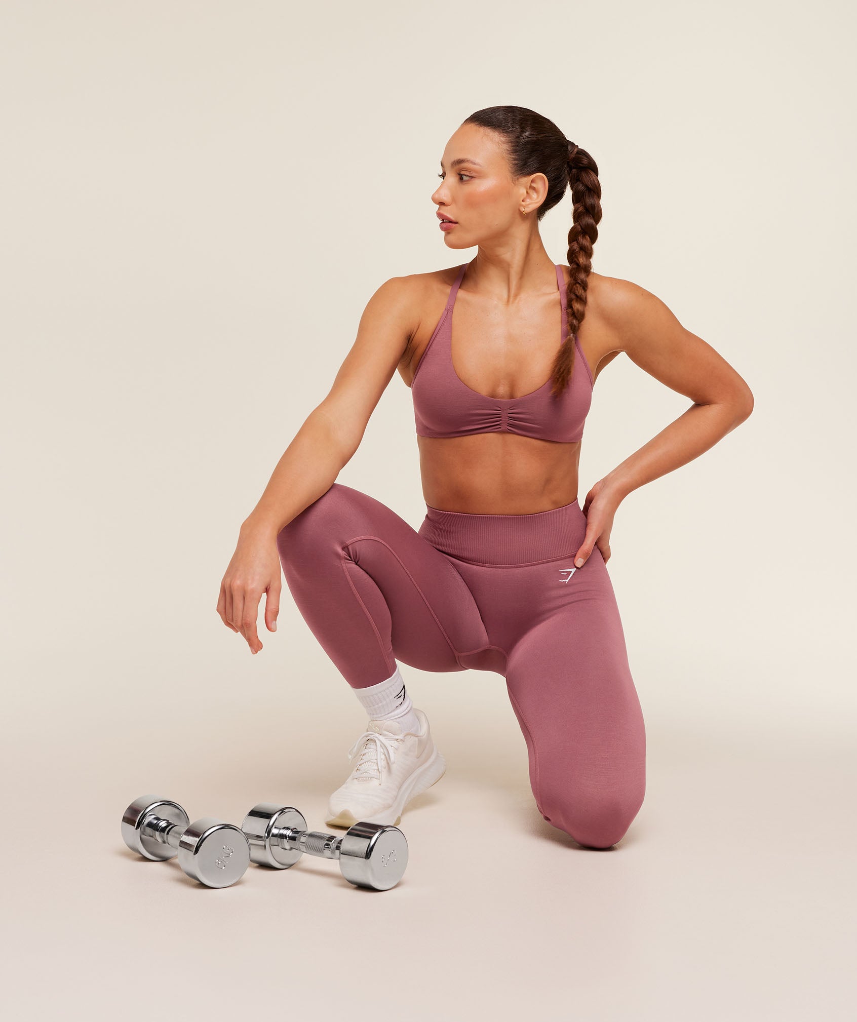 Women's Gymshark Interval Seamless Light Support Sports Bra Reset Pink