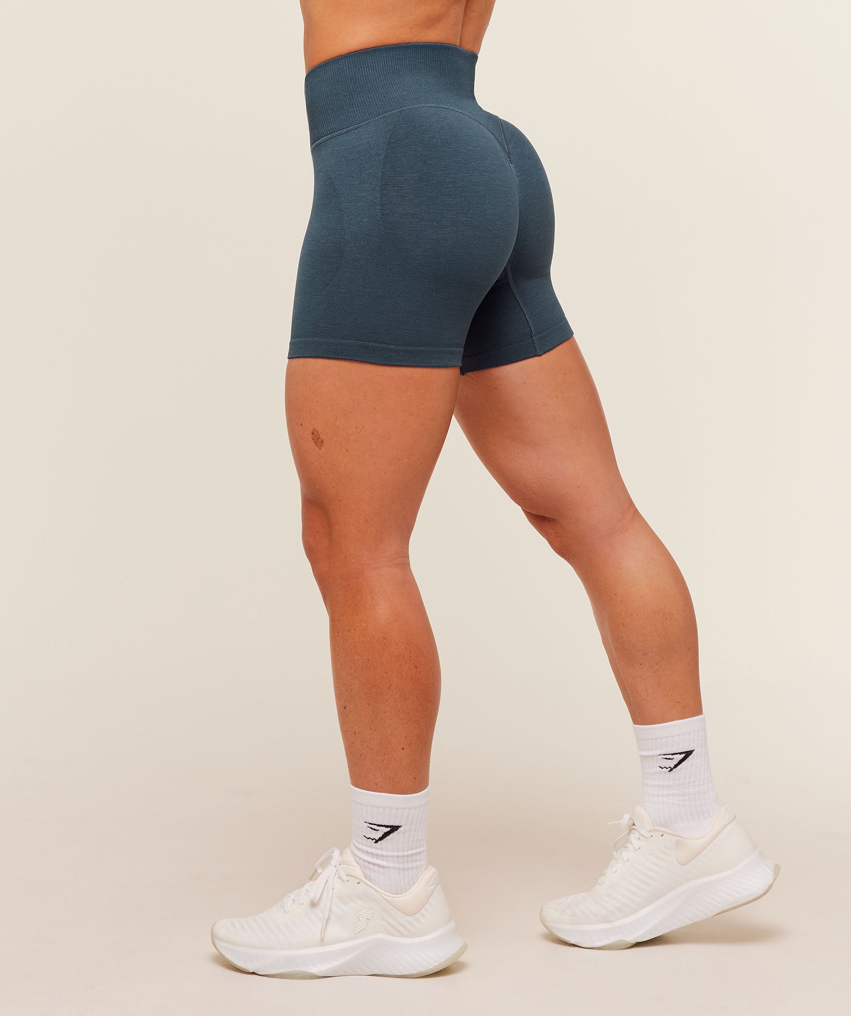 Women's Gymshark Interval Seamless Shorts Stealth Blue