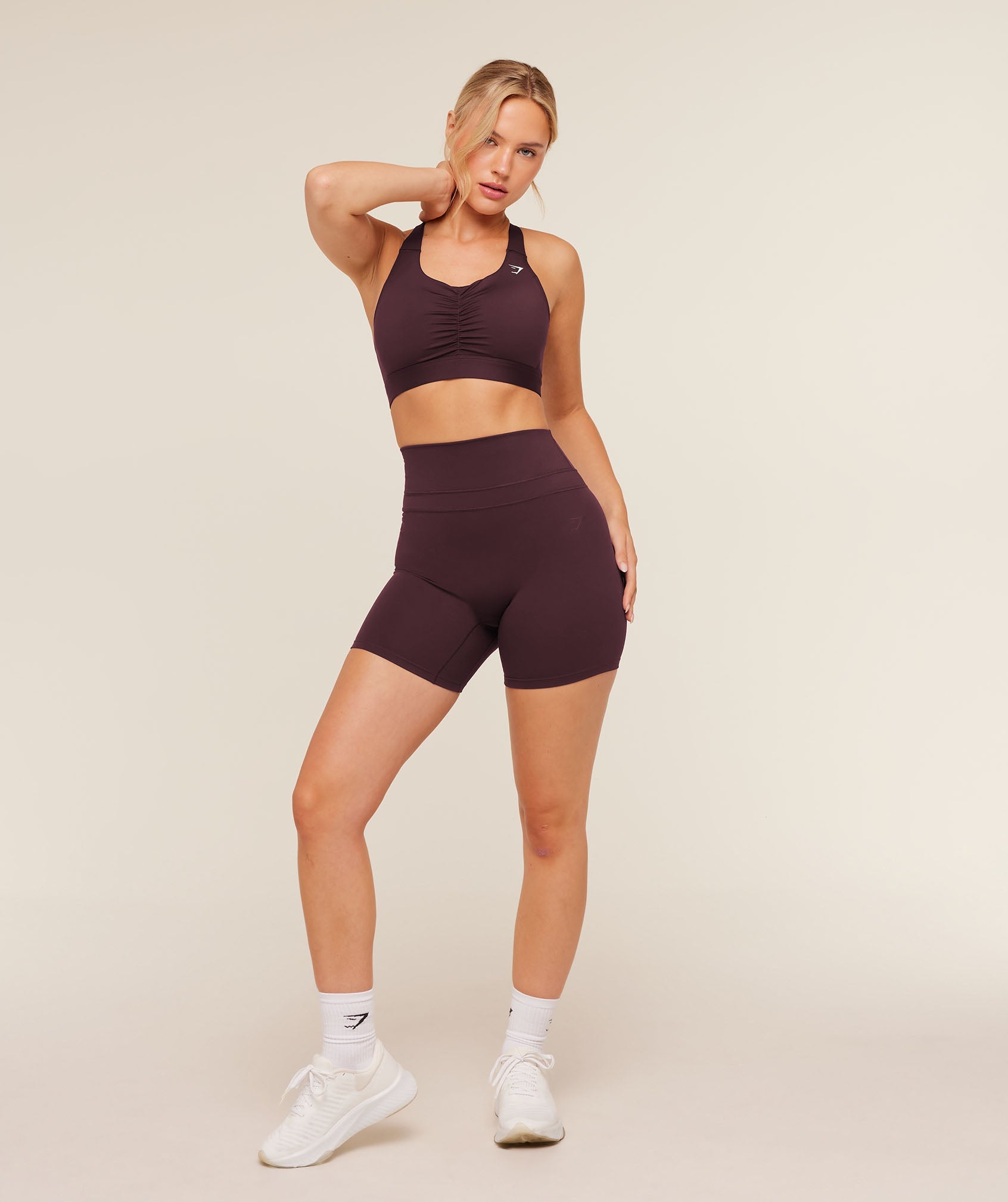 Women's Gymshark High Support Ruched Sports Bra Cherry Purple